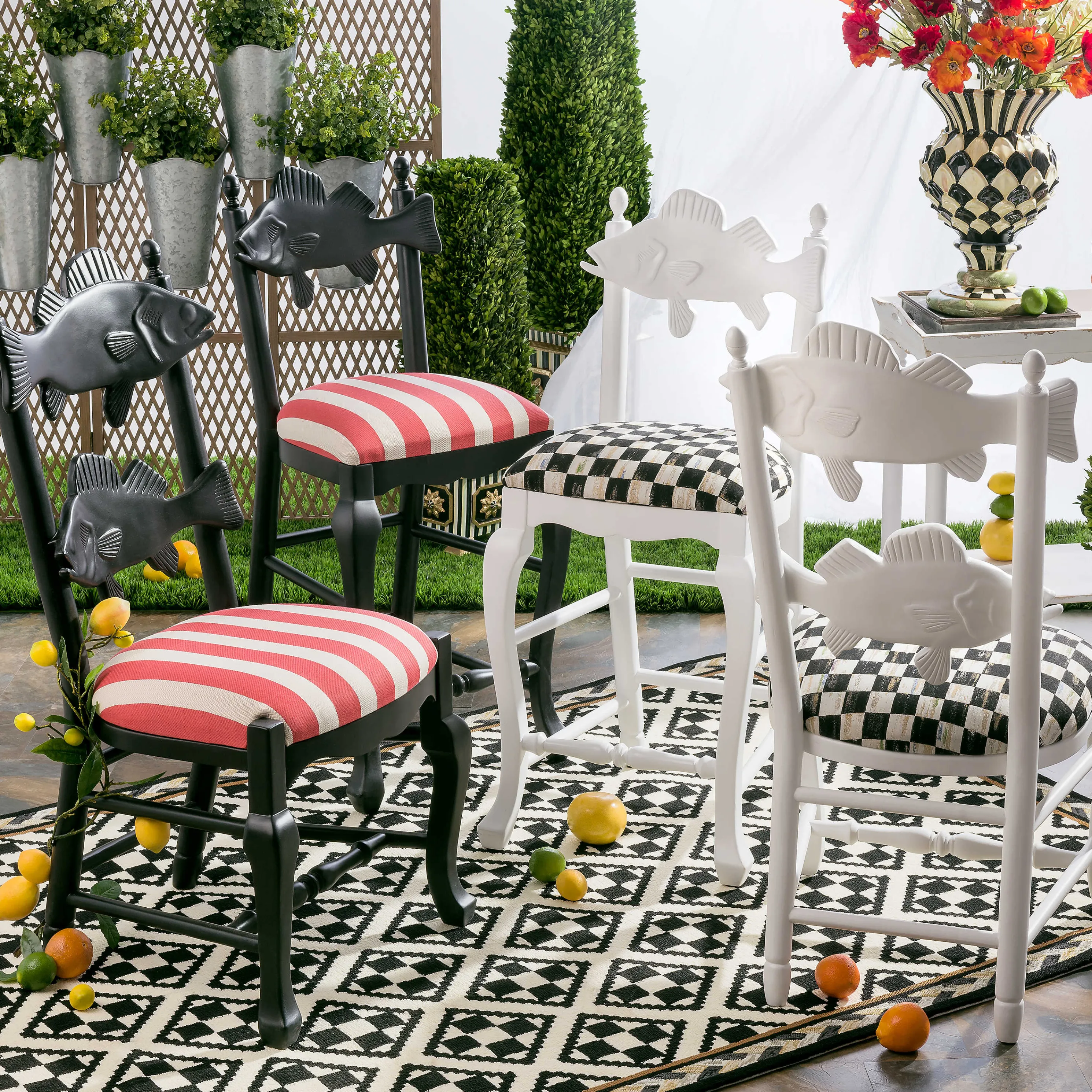 Outdoor Fish Chair - Courtly Check