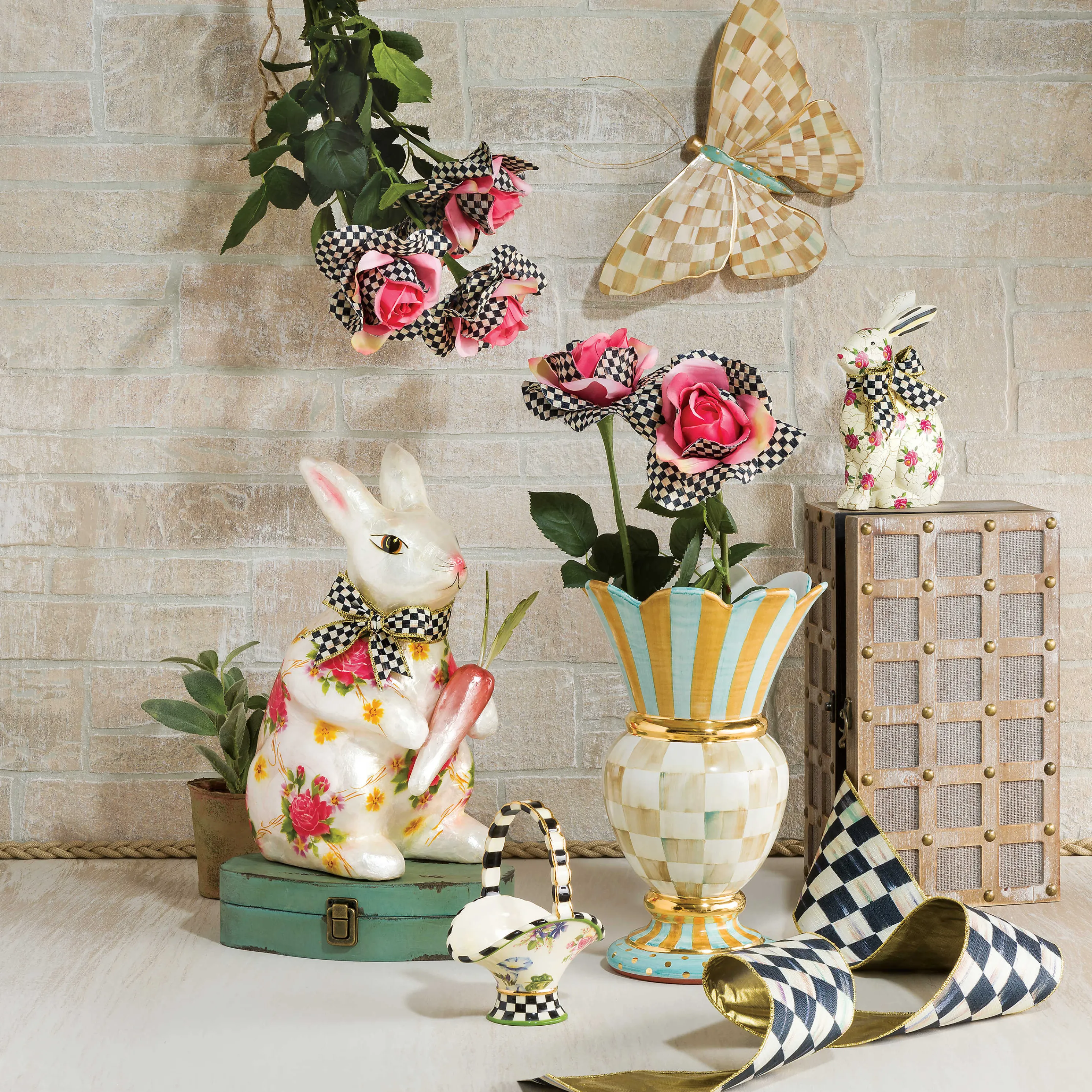 Parchment Check Butterfly Wall Decor