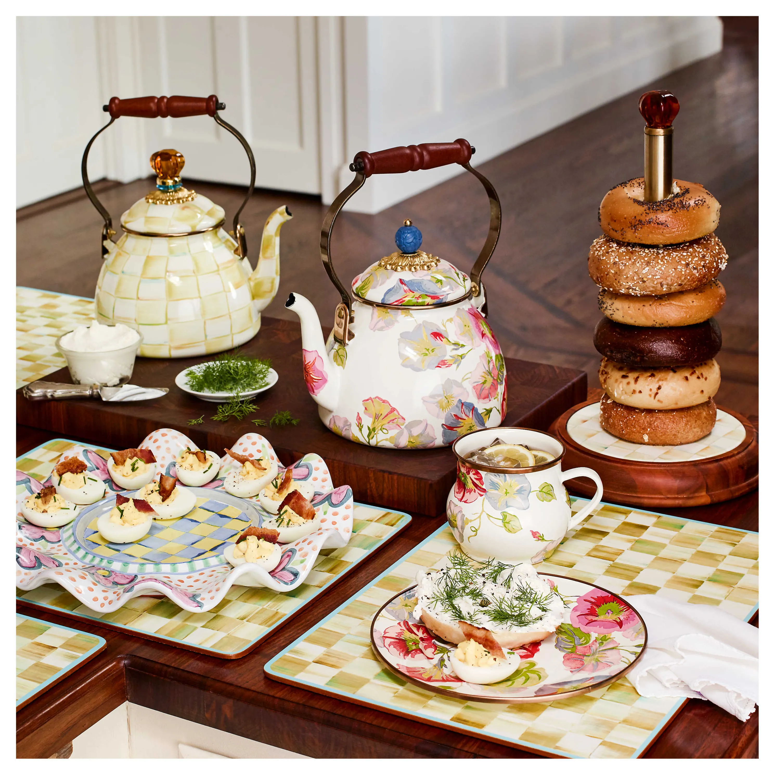 Parchment Check Cork Back Placemats - Set Of 4