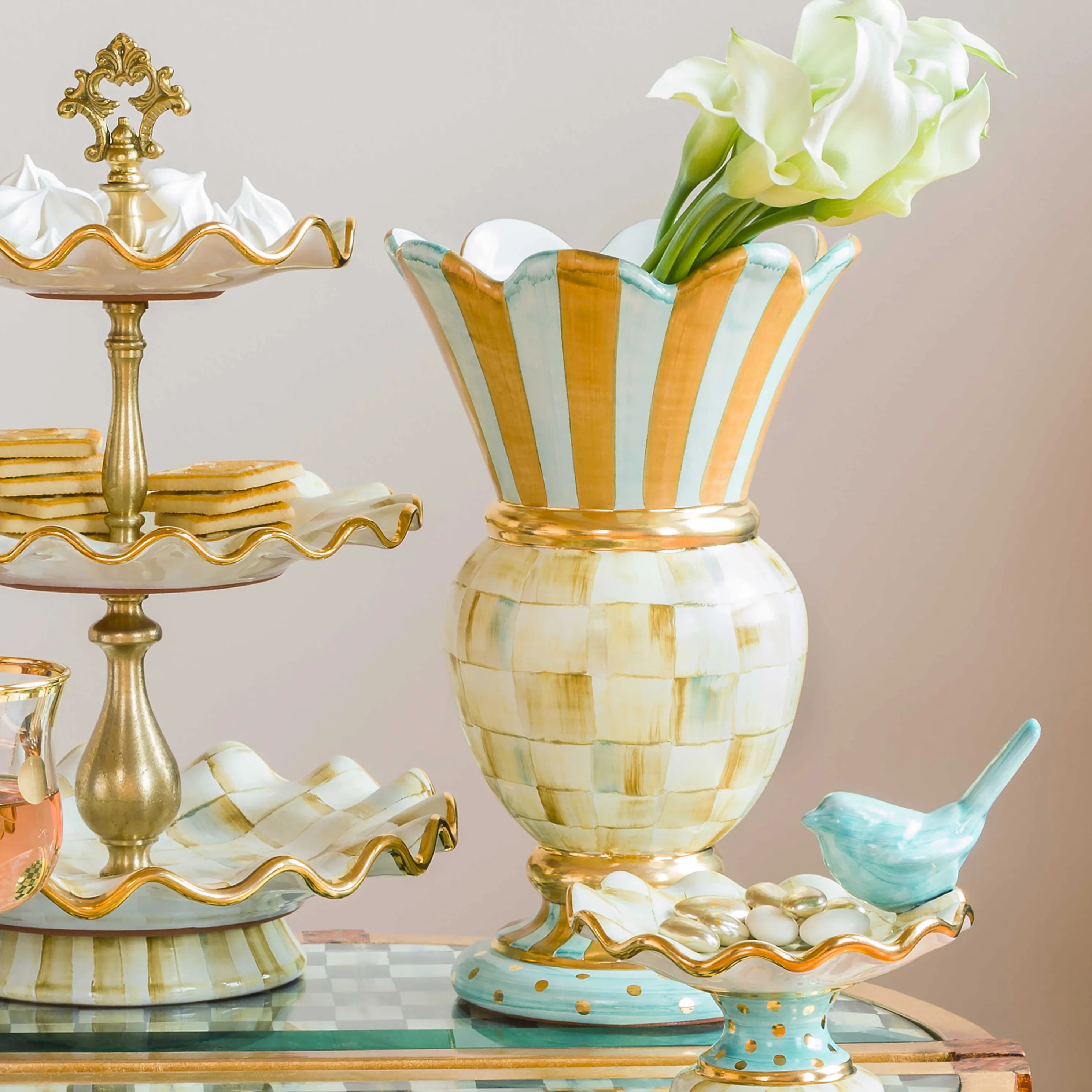 Parchment Check Great Vase