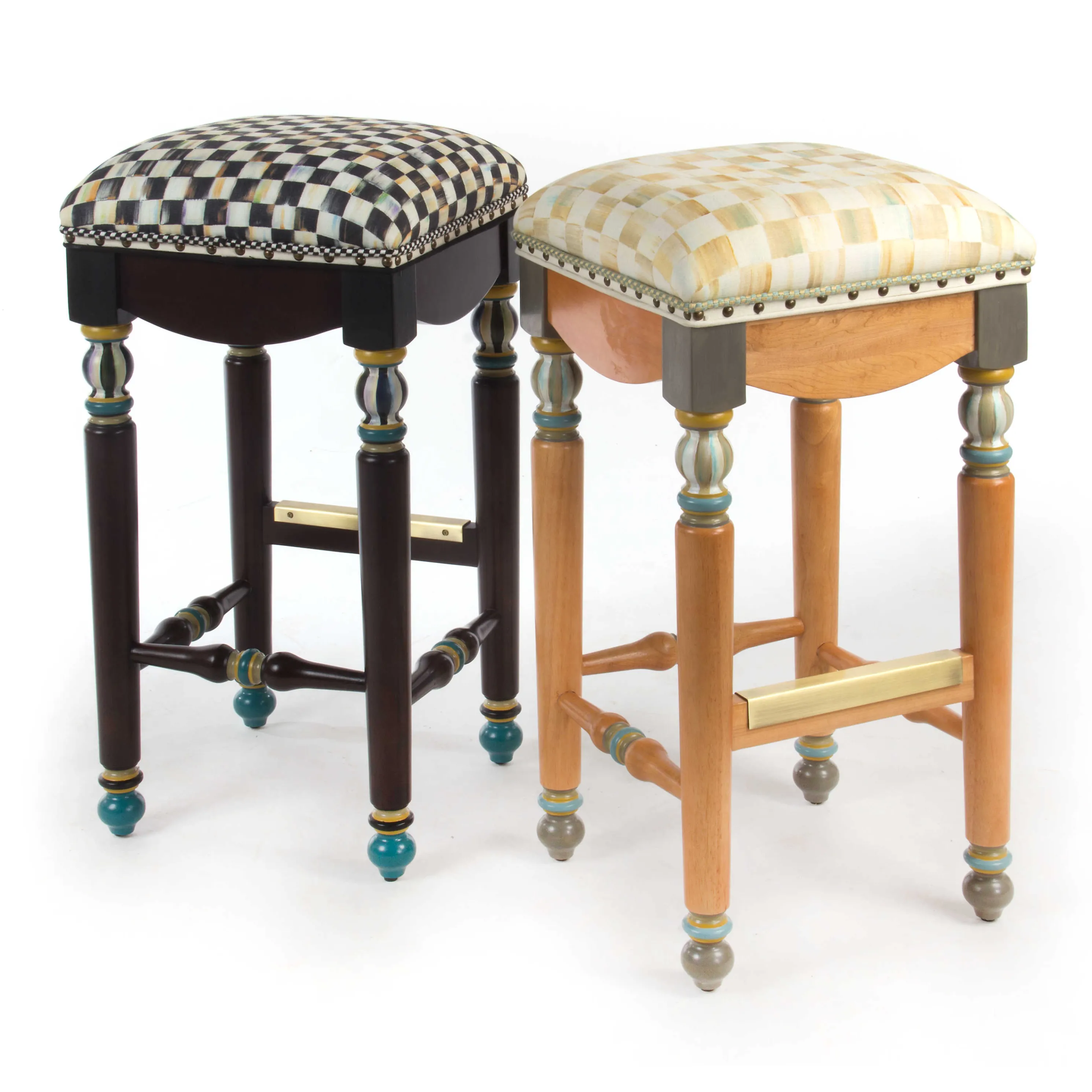Parchment Check Underpinnings Bar Stool