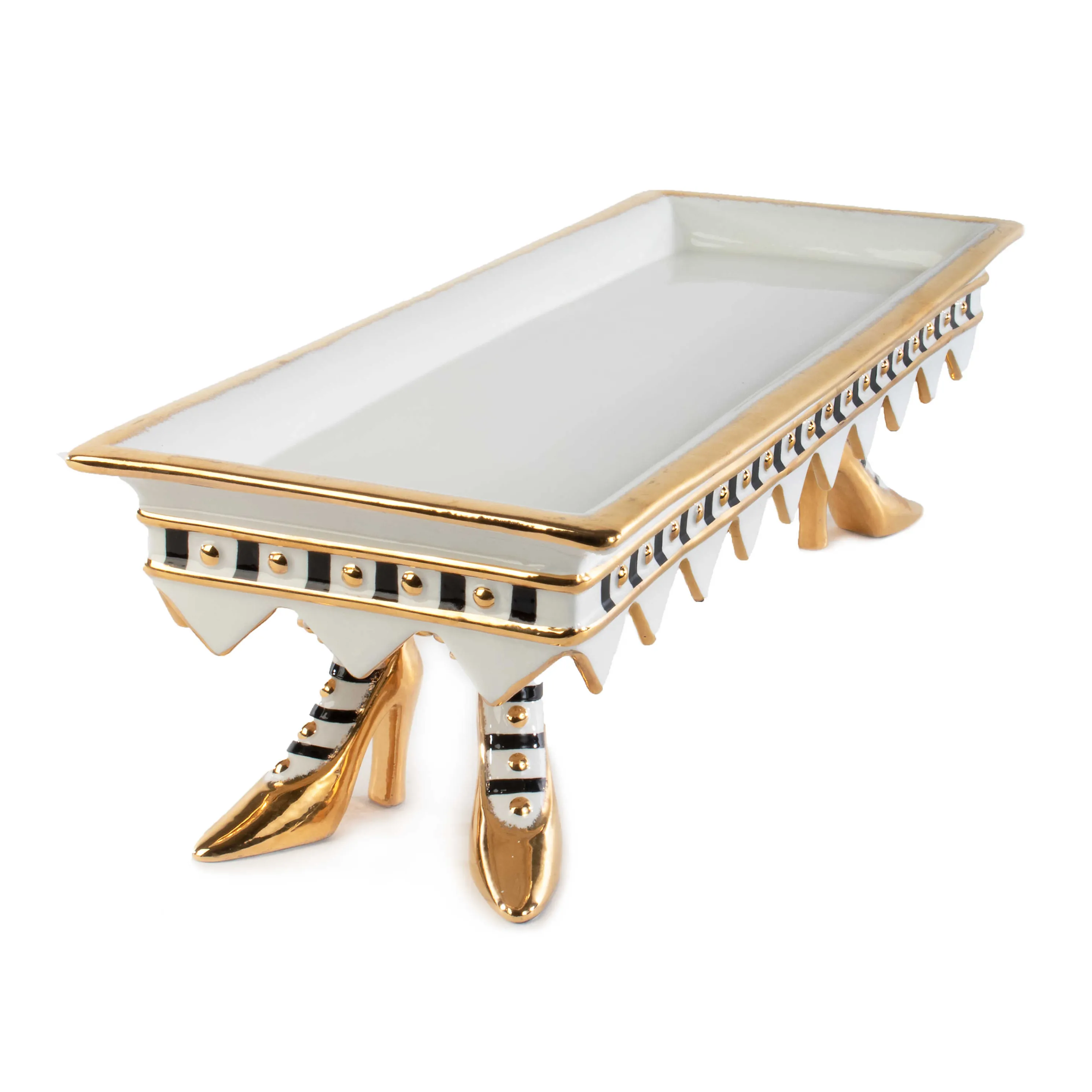 Patience Brewster High Heel Shoe Serving Tray - Ivory & Gold