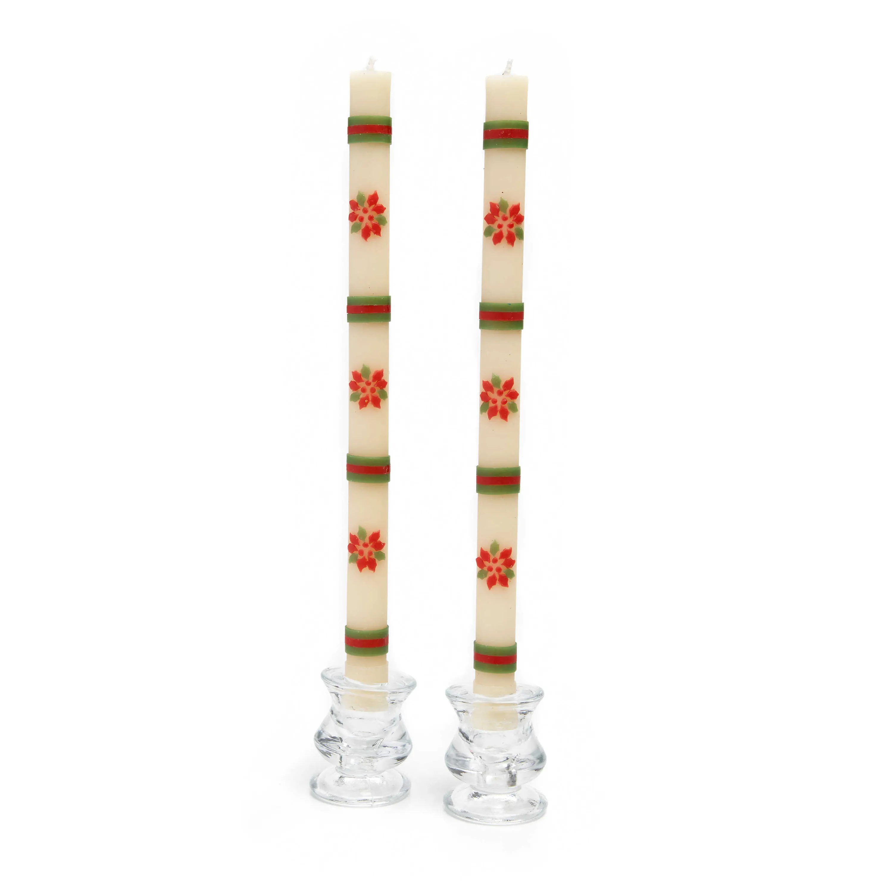 Poinsettia Dinner Candles - Set Of 2