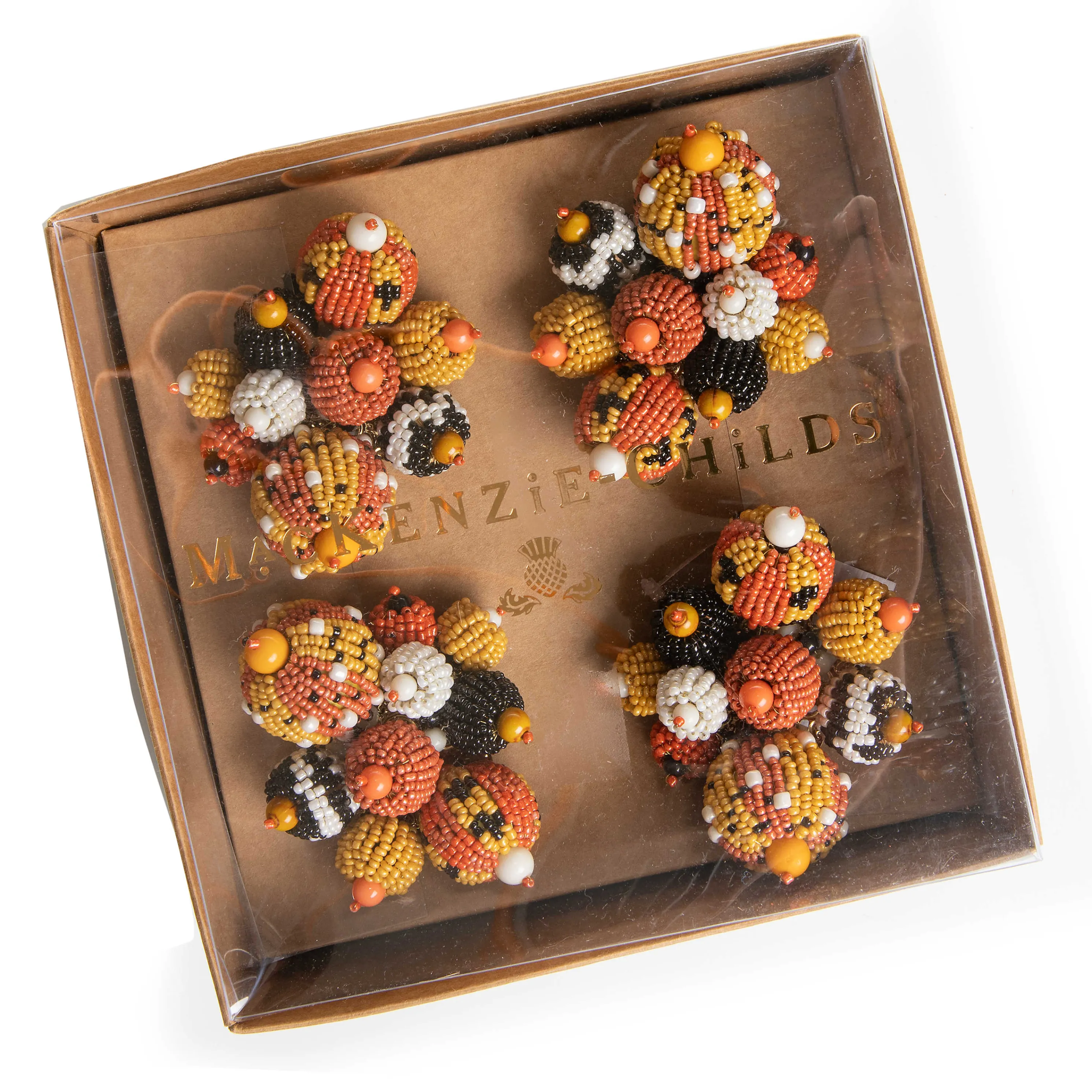 Polka Pumpkin Napkin Rings - Set Of 4