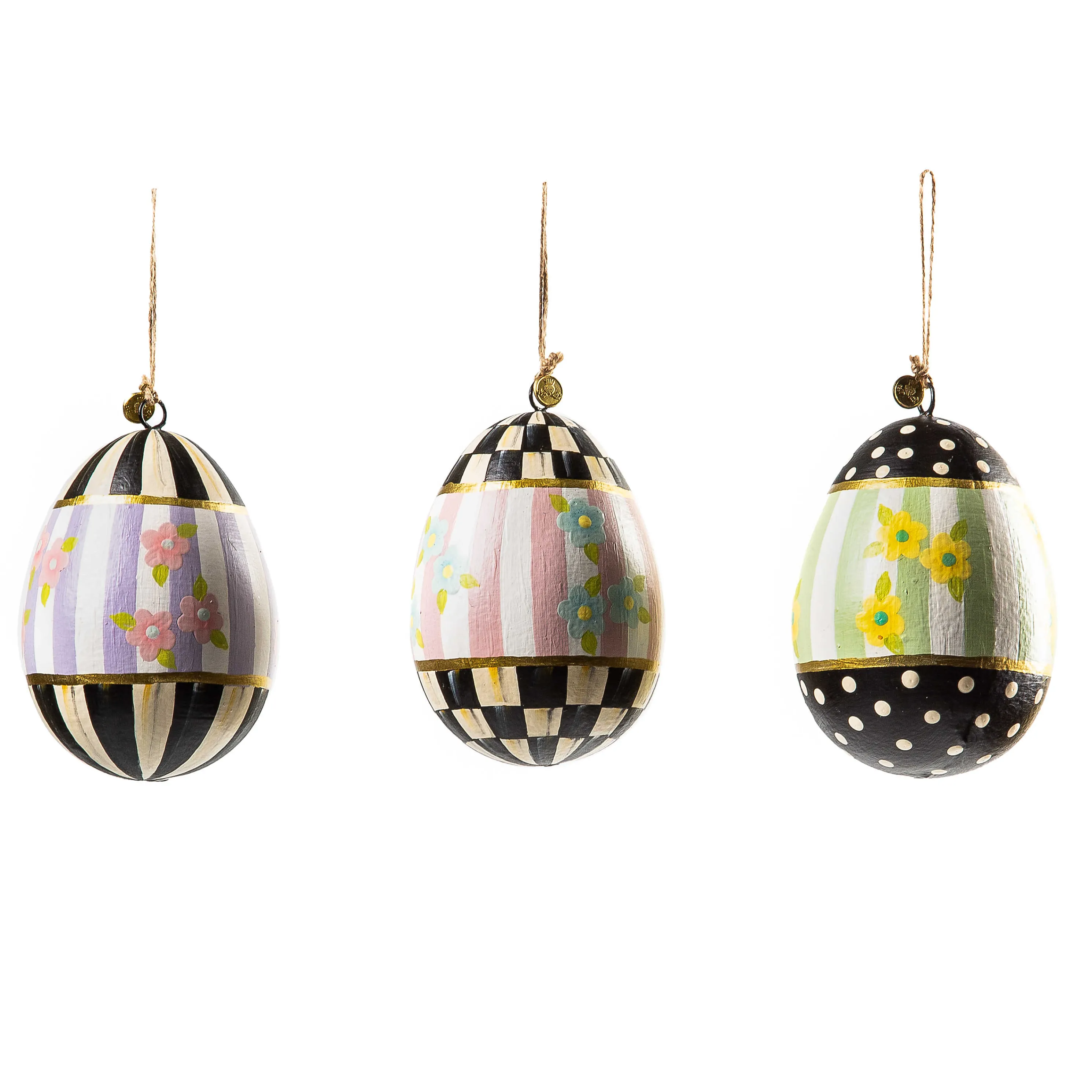 Rose Garden Egg Ornaments - Set Of 3