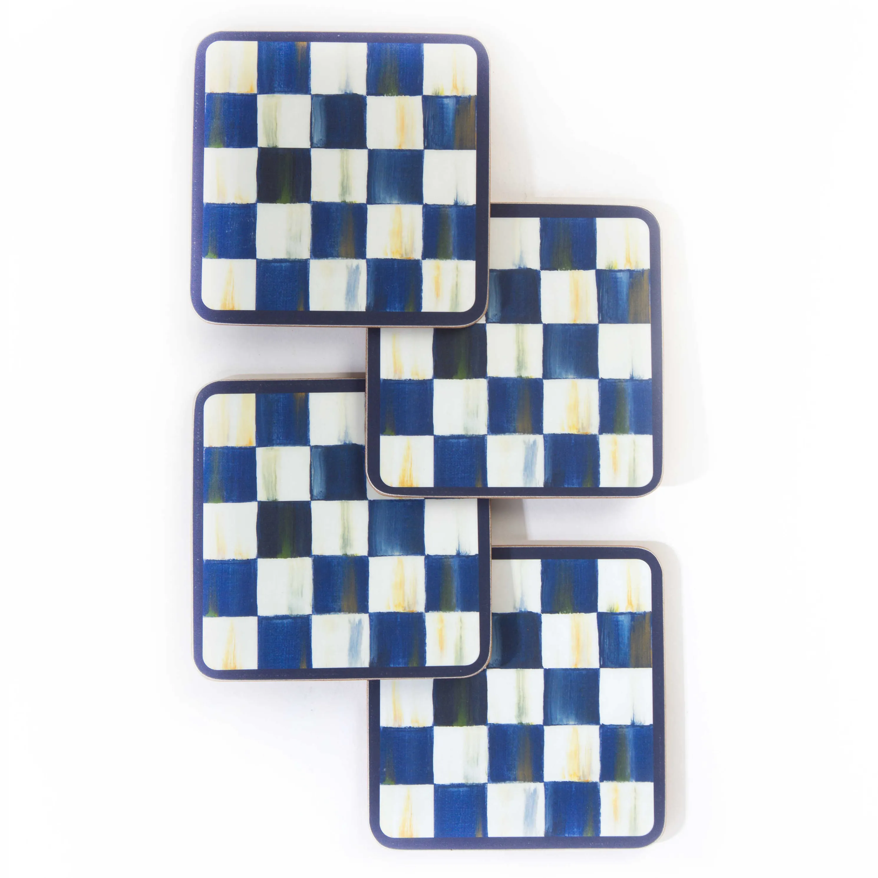 Royal Check Cork Back Coasters - Set Of 4