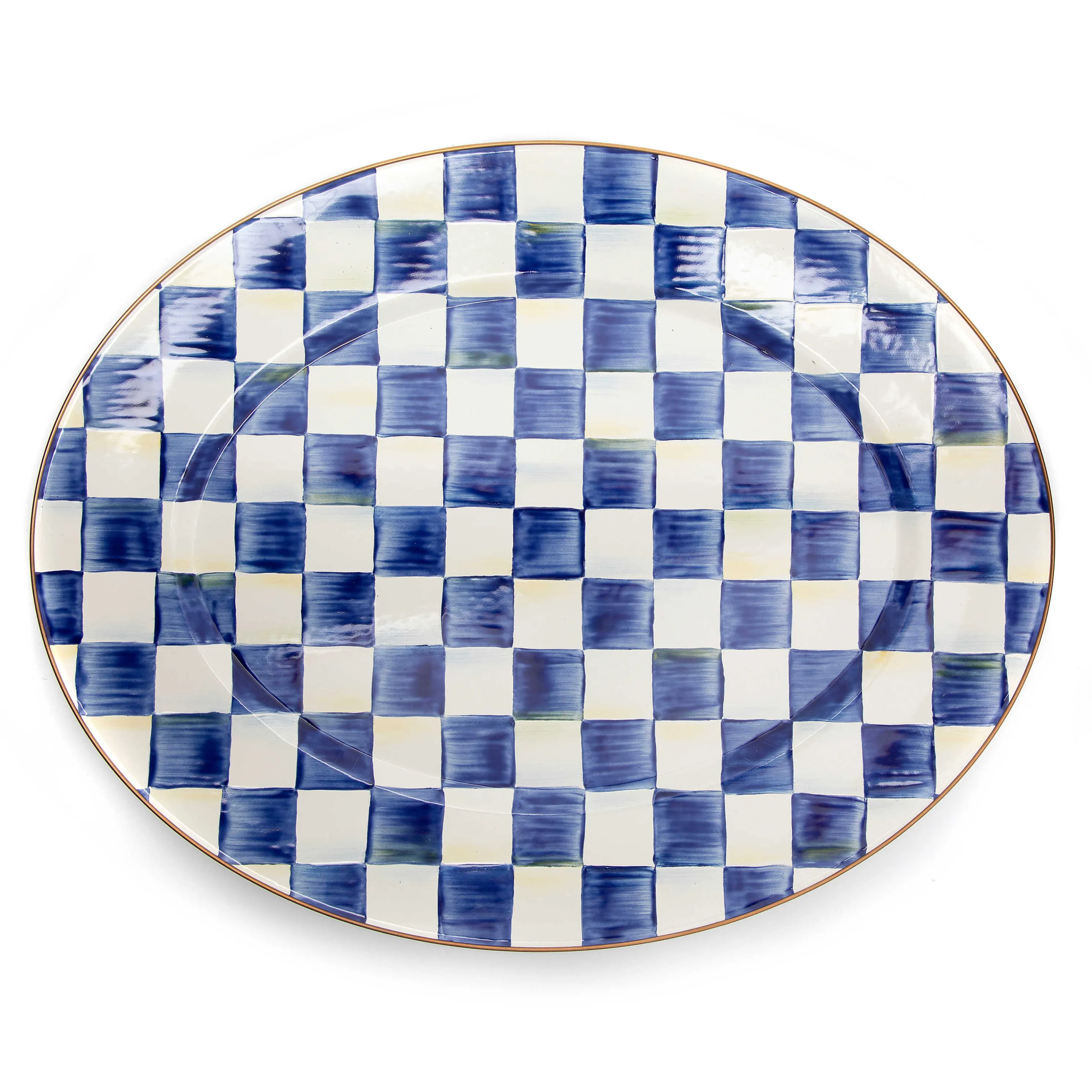 Royal Check Enamel Oval Platter - Large