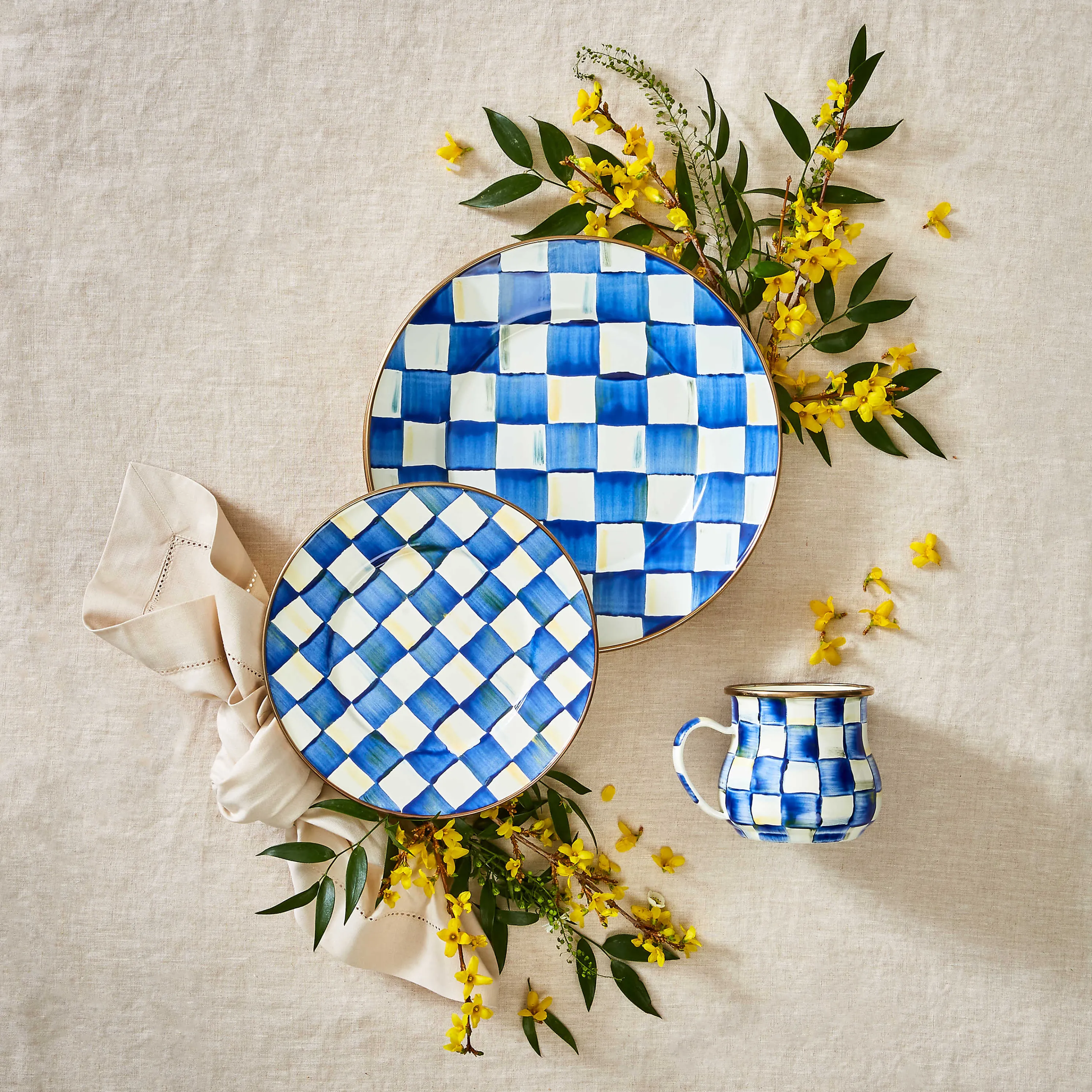 Royal Check Enamel Salad/Dessert Plate