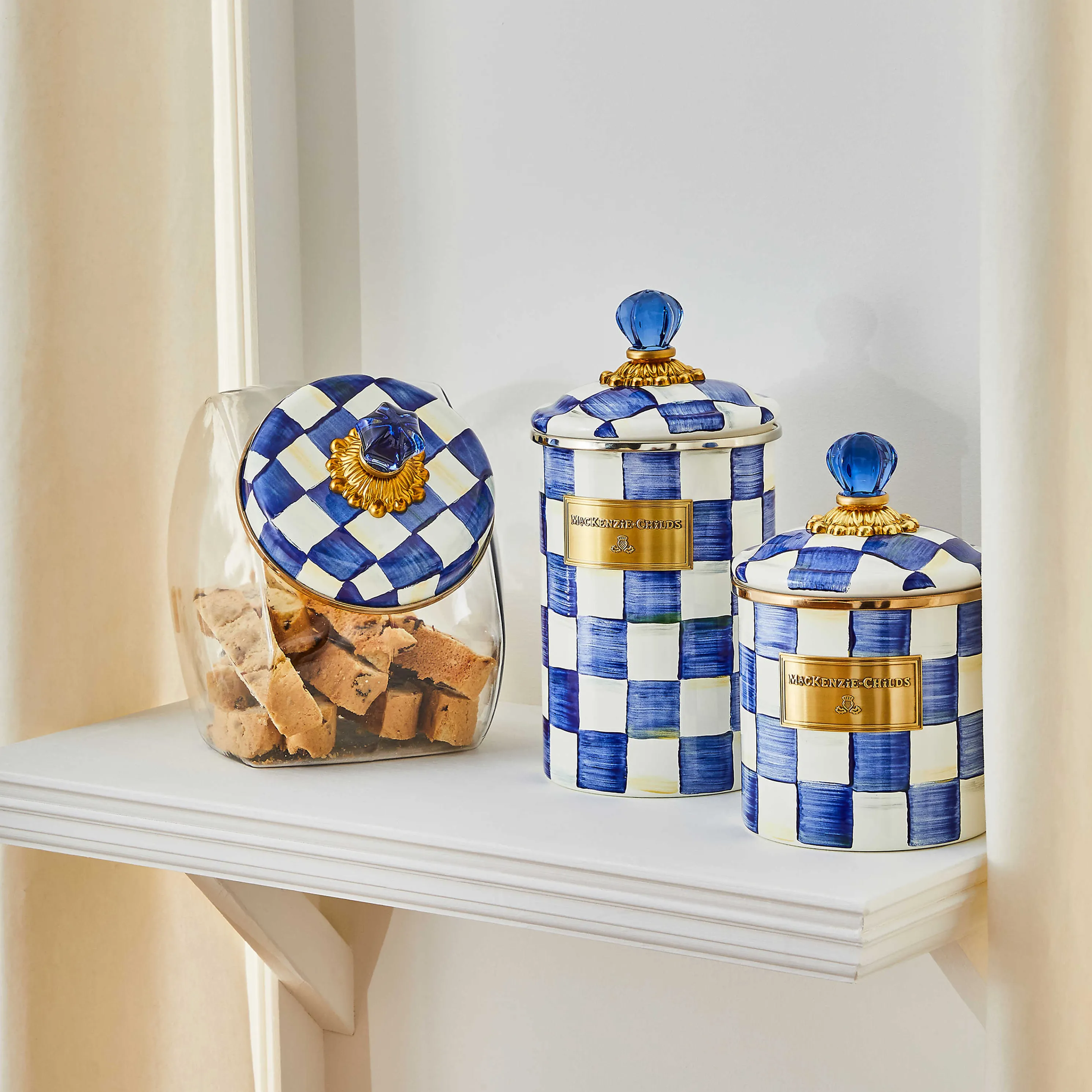 Royal Check Enamel Canister - Large