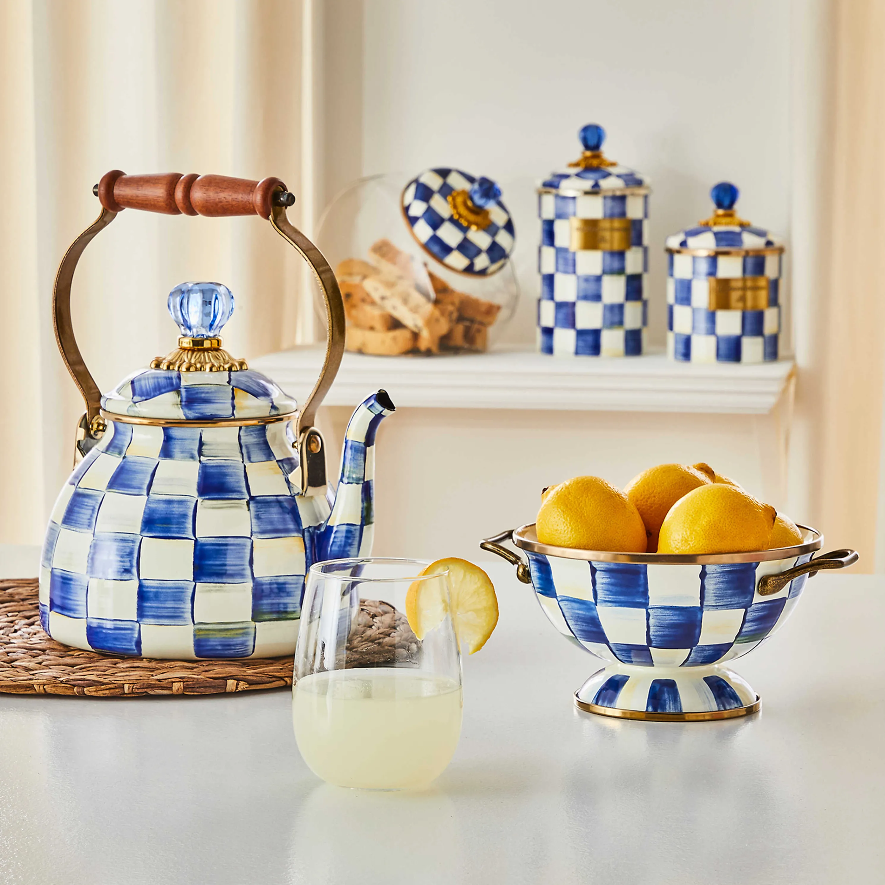 Royal Check Enamel Canister - Large