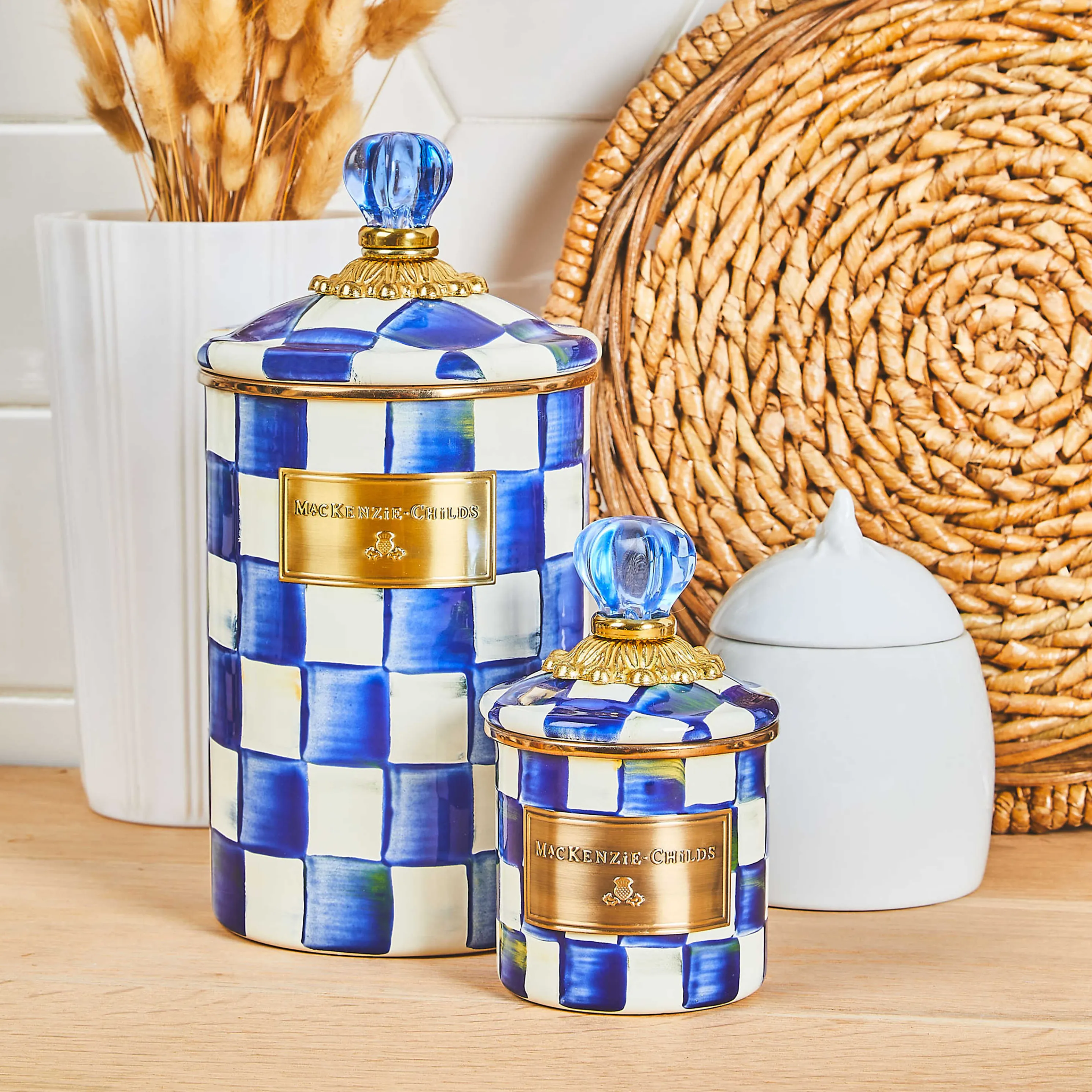 Royal Check Enamel Canister - Large