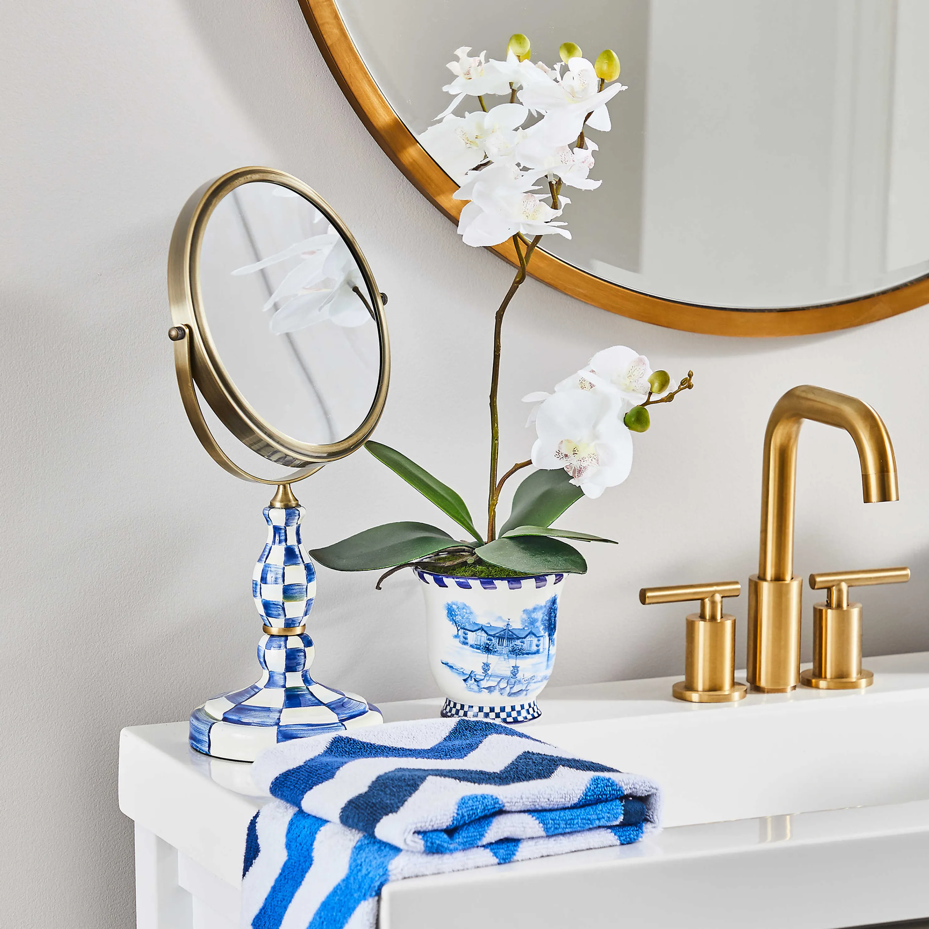 Royal Check Enamel Vanity Mirror