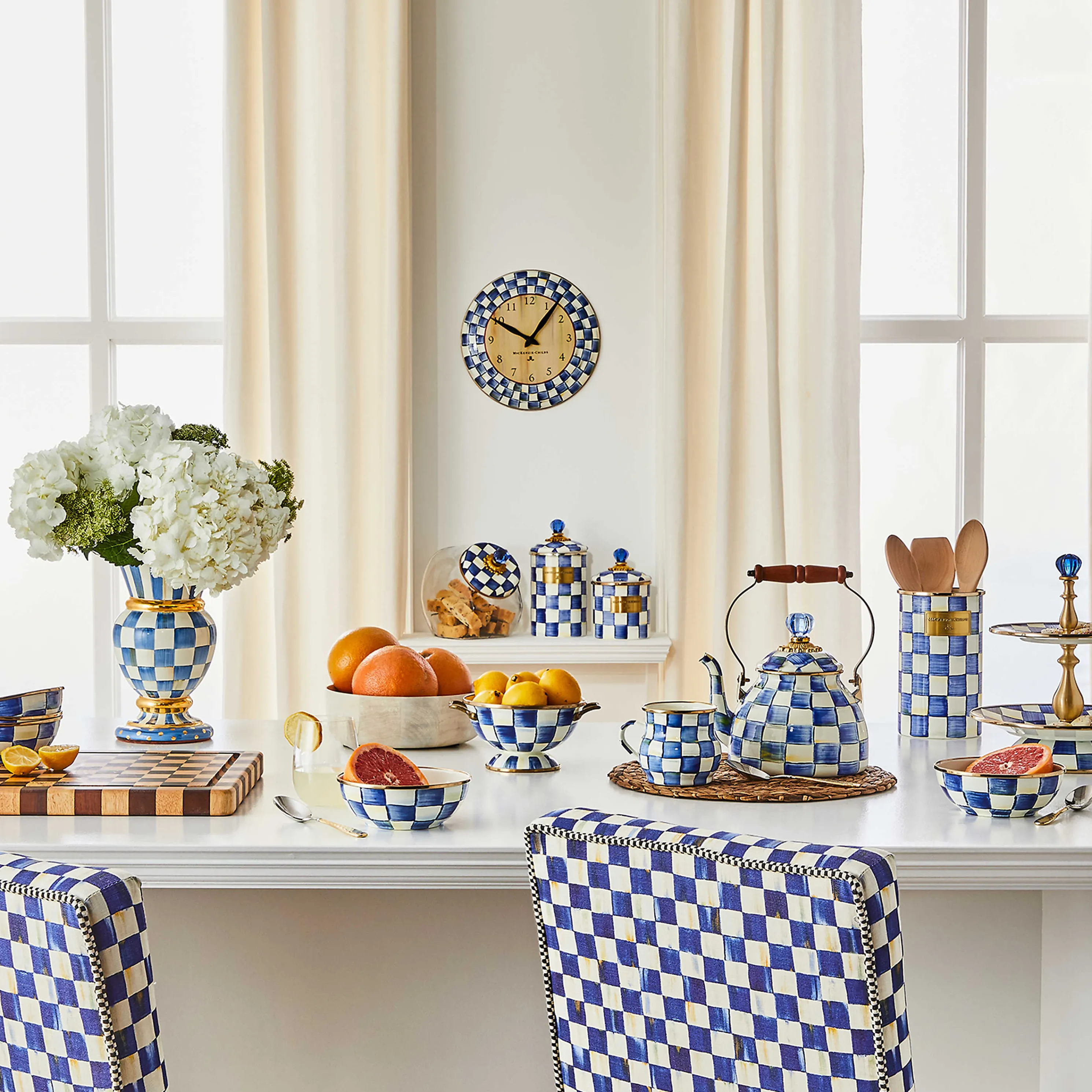 Royal Check Enamel Clock