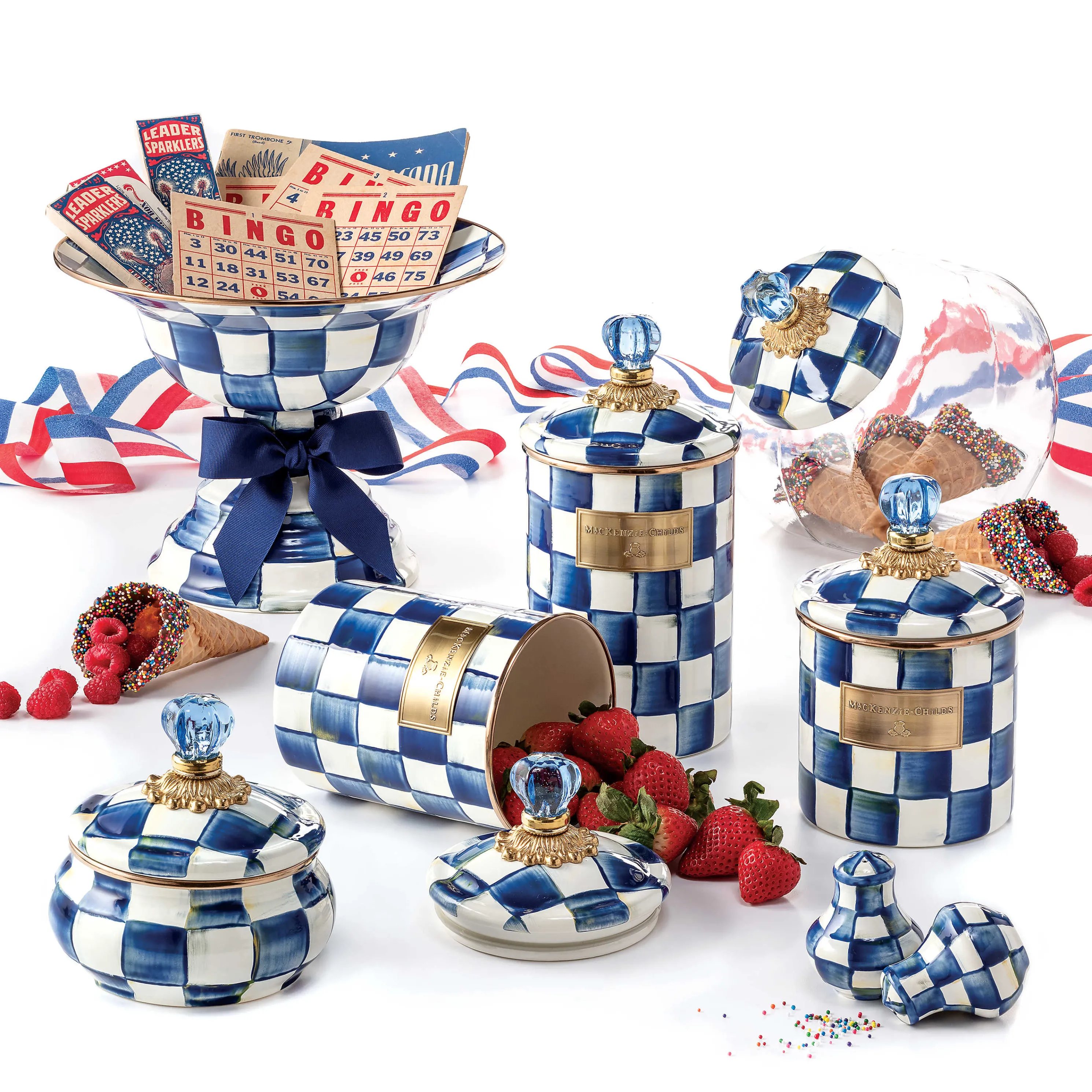 Royal Check Enamel Squashed Pot