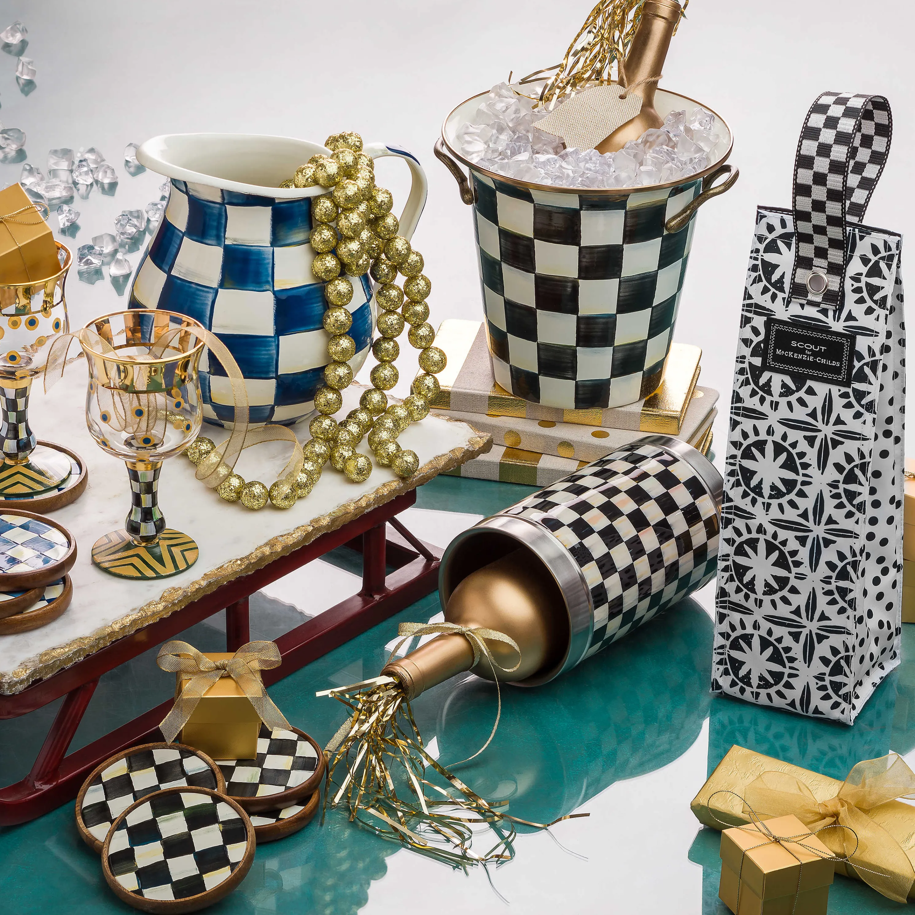 Royal Check Enamel Coasters - Set Of 4