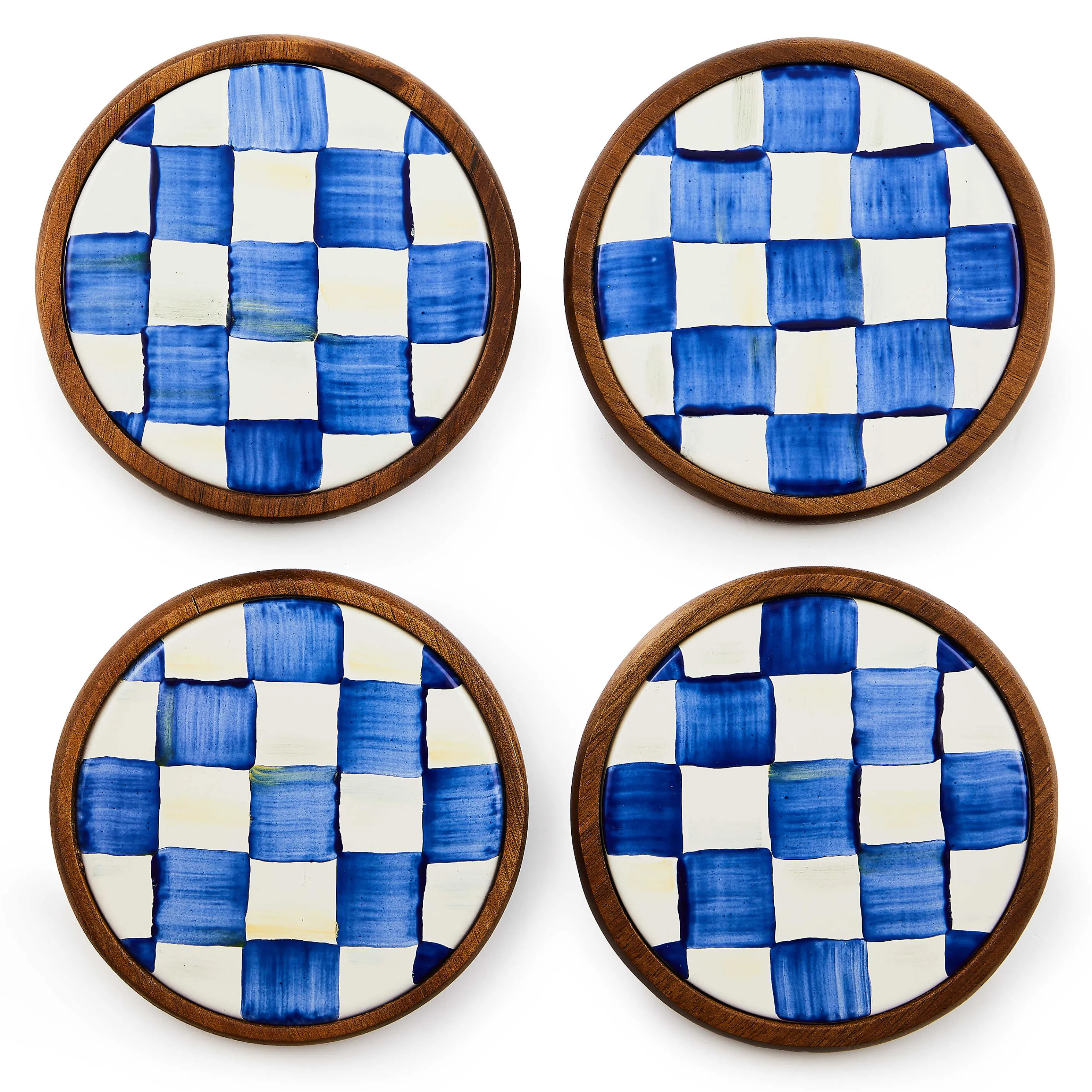Royal Check Enamel Coasters - Set Of 4
