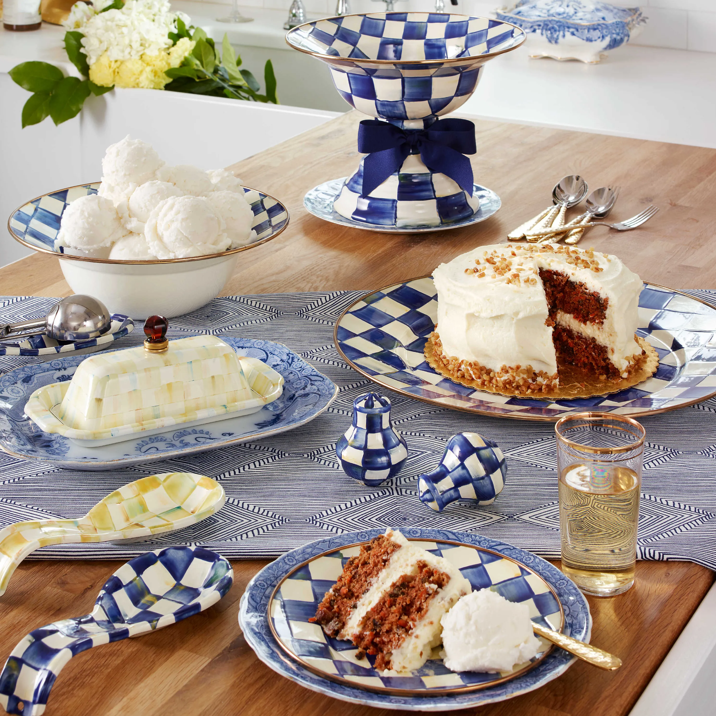 Royal Check Enamel Serving Platter