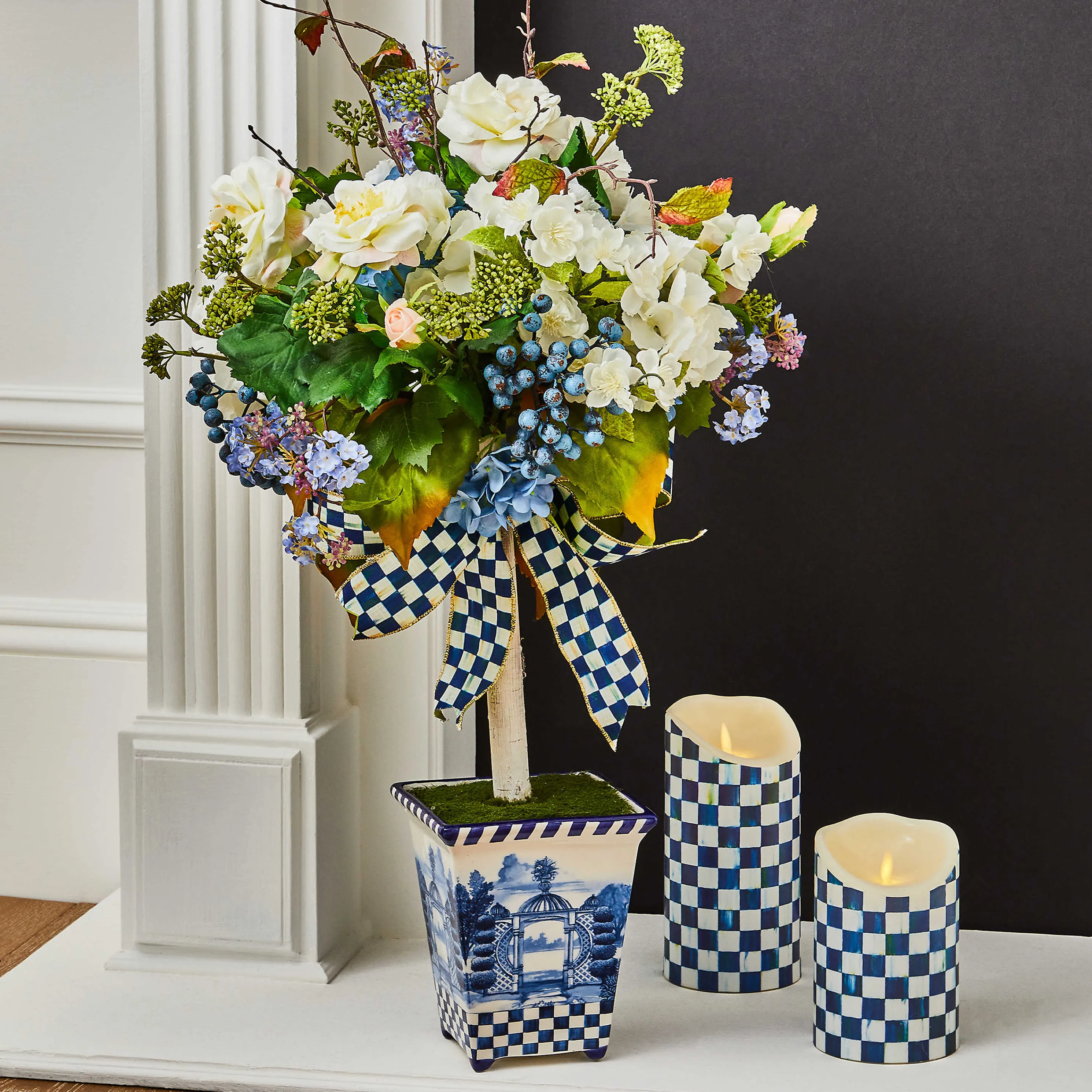 Royal Check Flicker 8" Pillar Candle