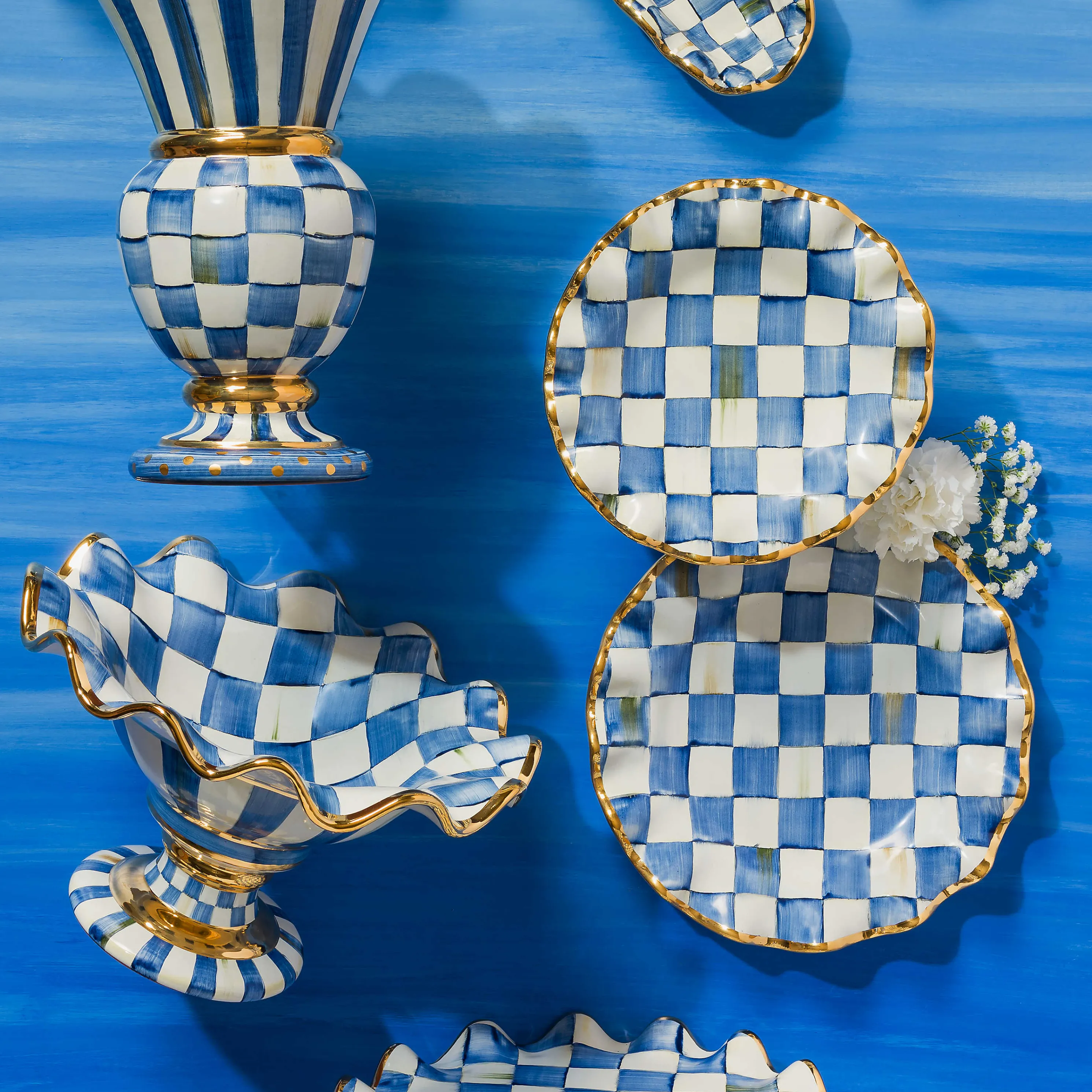 Royal Check Fluted Dinner Plate