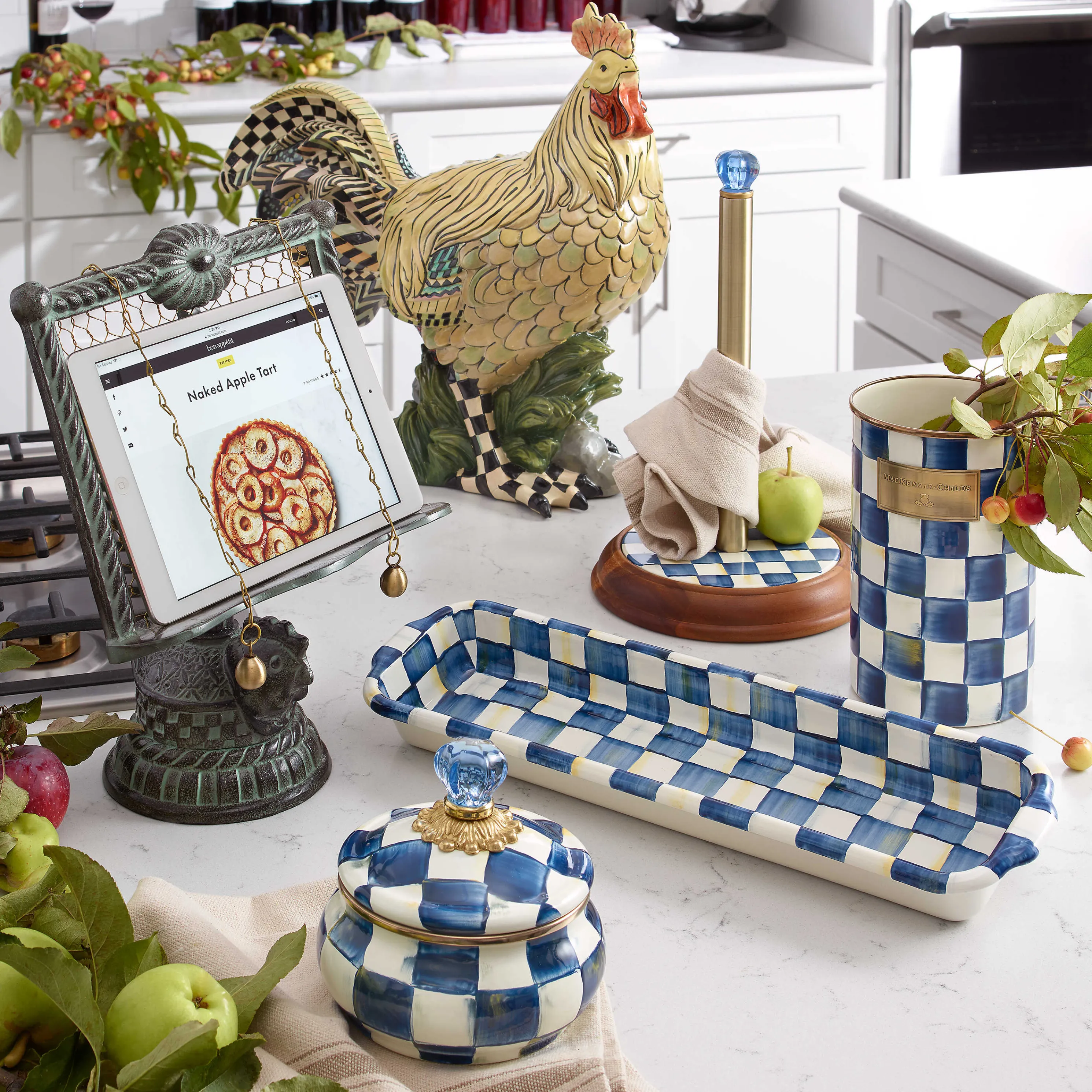 Royal Check Wood Paper Towel Holder