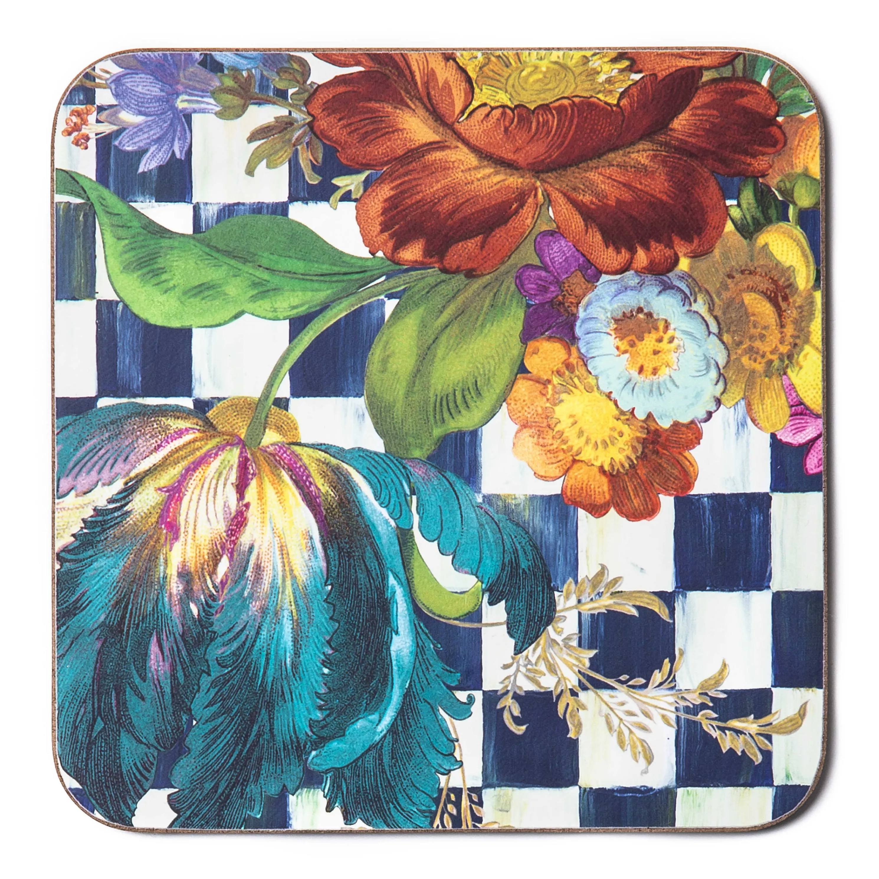 Royal Flower Market Cork Back Coasters - Set Of 4