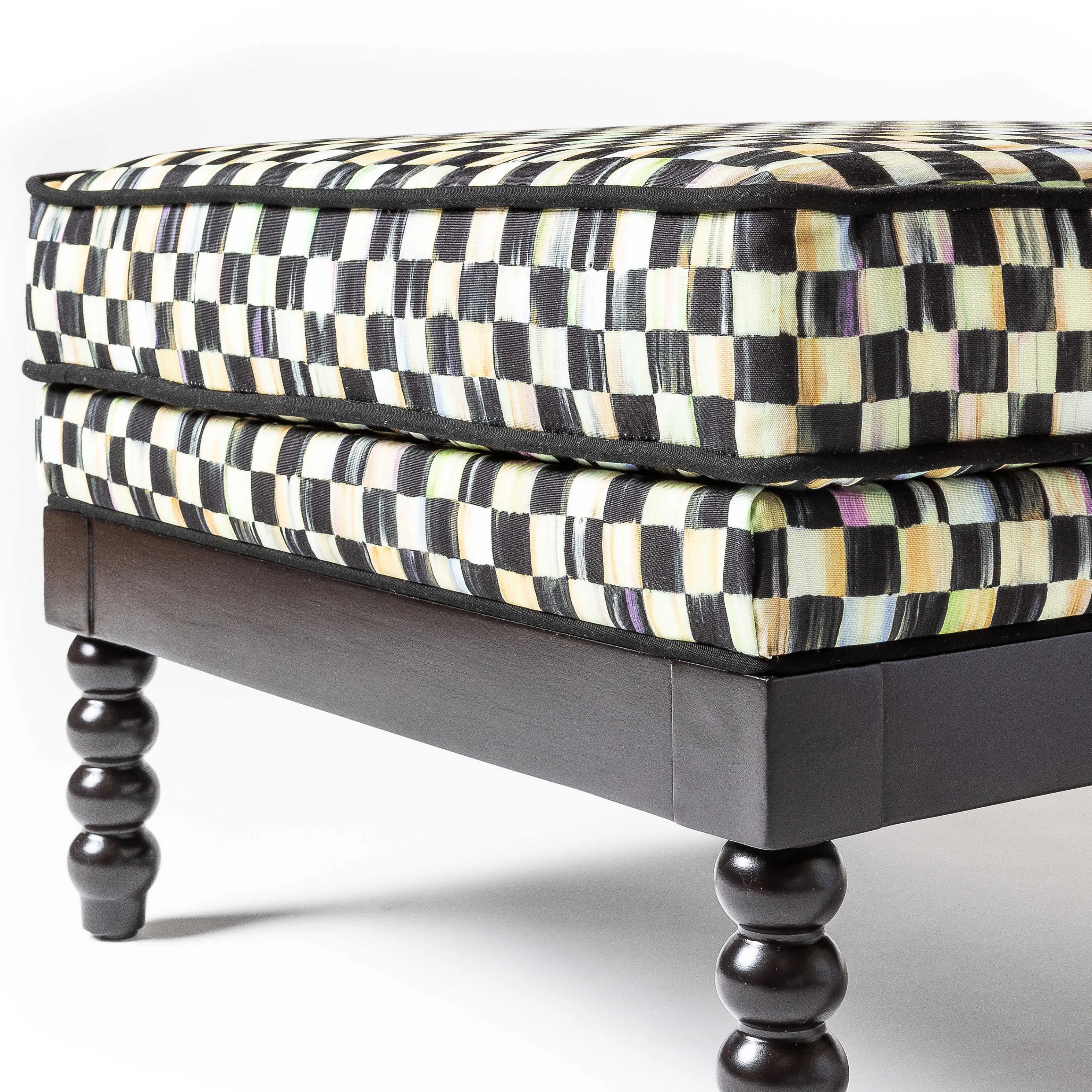 Spindle Check Outdoor Ottoman