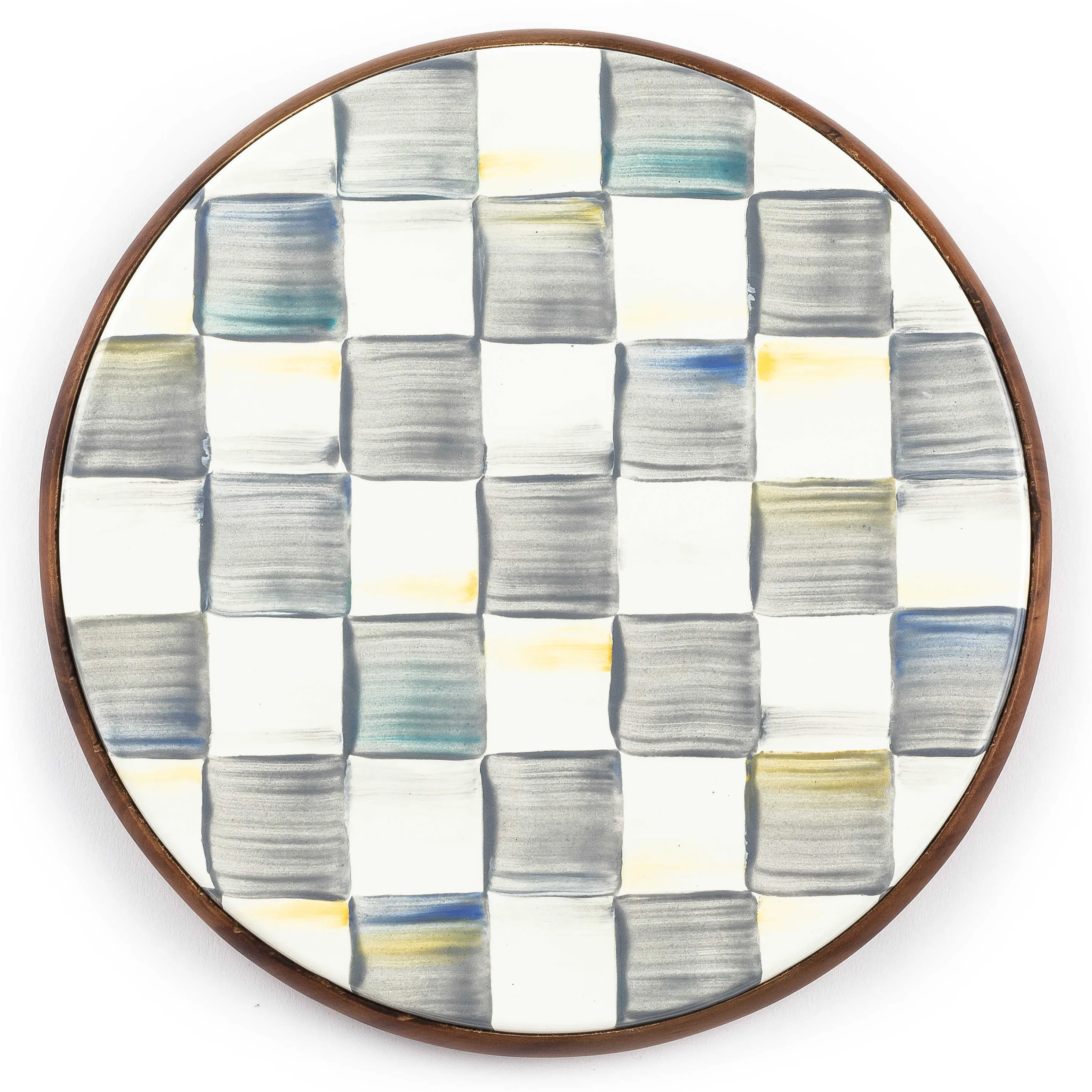 Sterling Check Enamel Trivet - Large