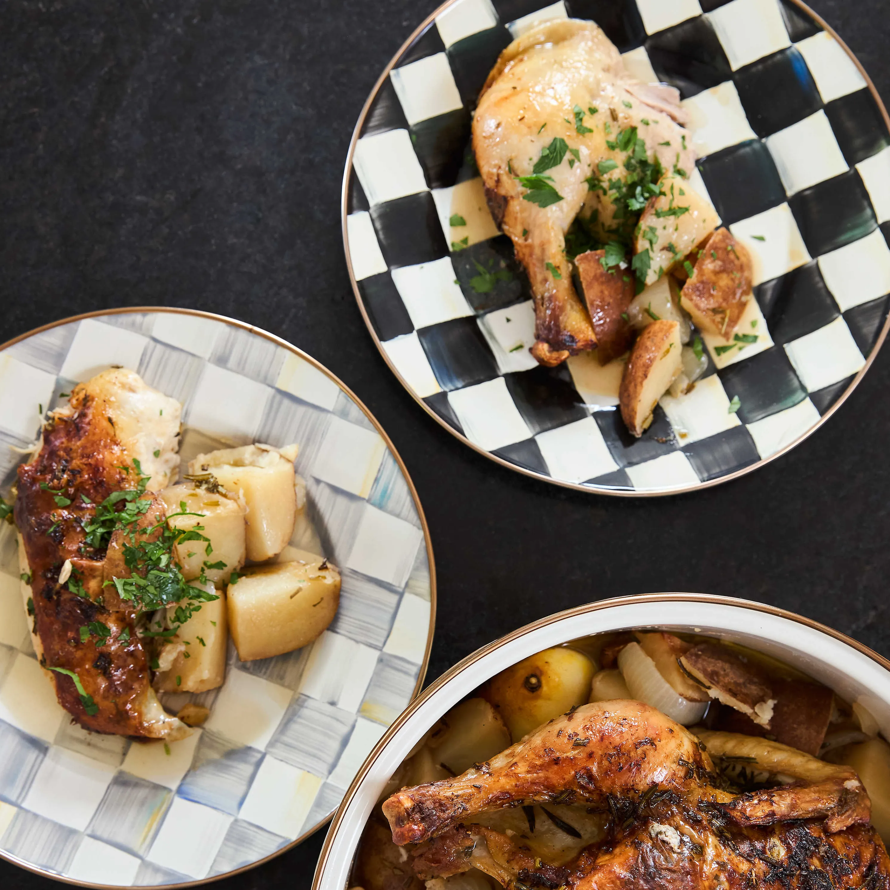 Sterling Check Enamel Dinner Plate