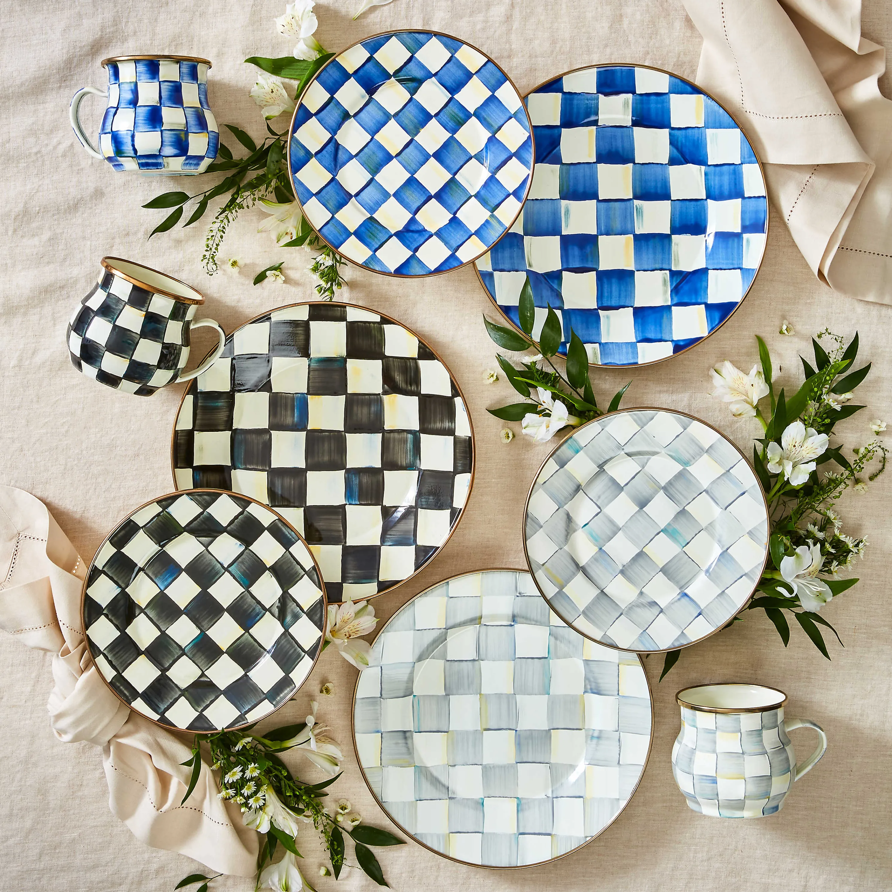 Sterling Check Enamel Dinner Plate