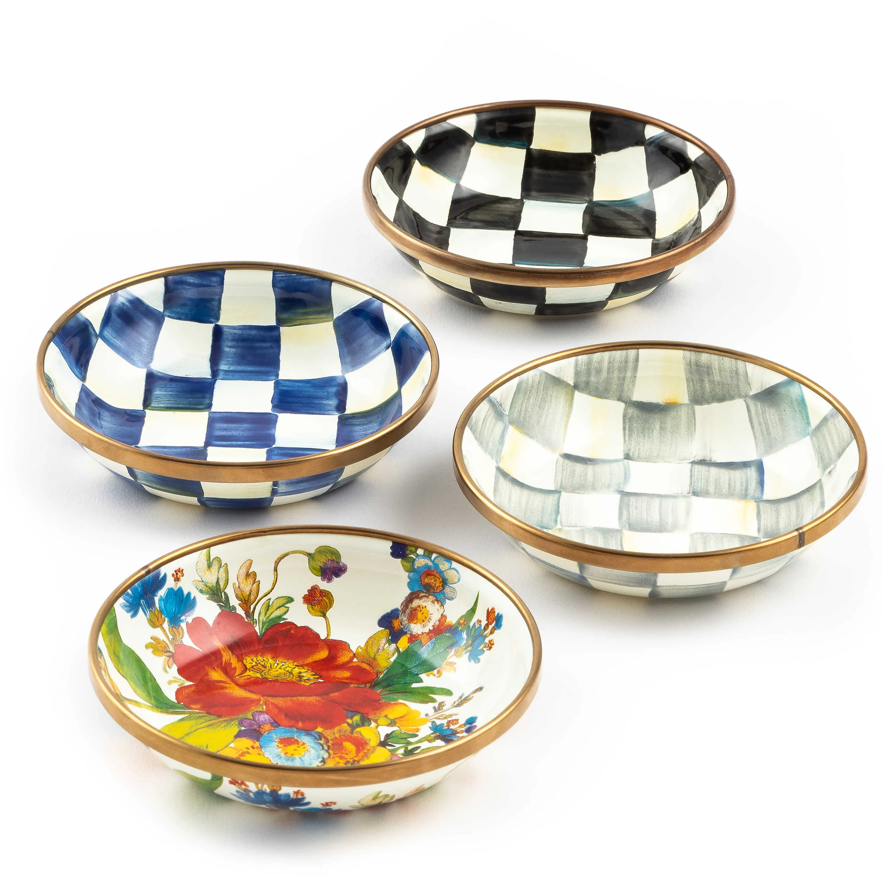 Sterling Check Enamel Dipping Bowl