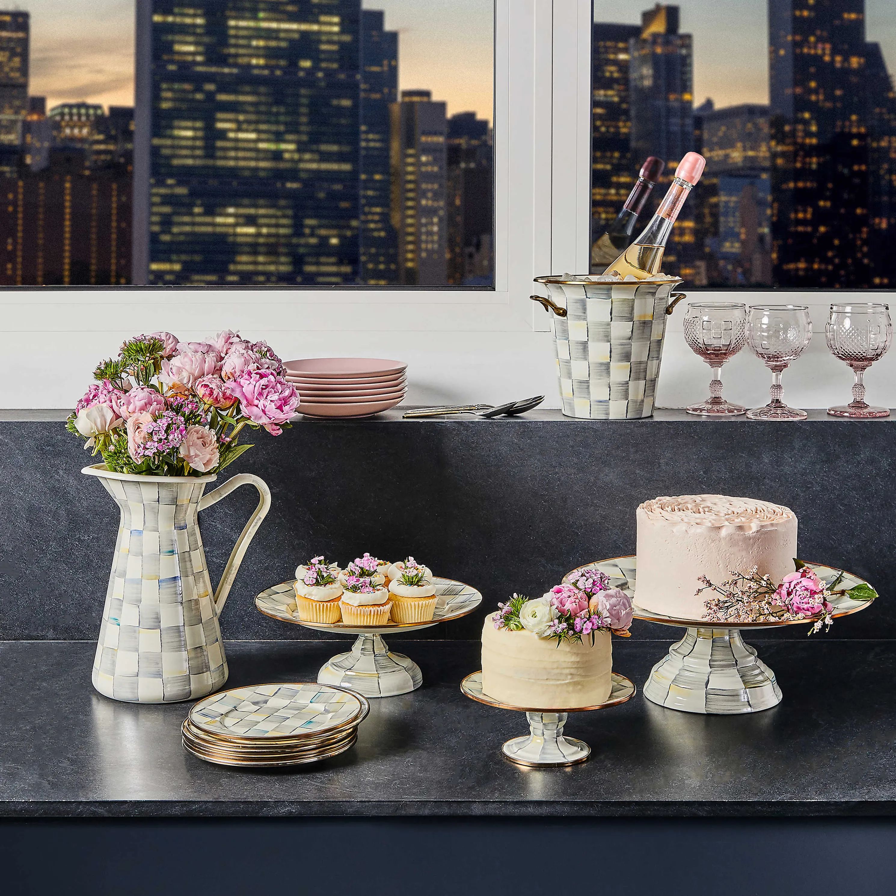 Sterling Check Enamel Wine Cooler