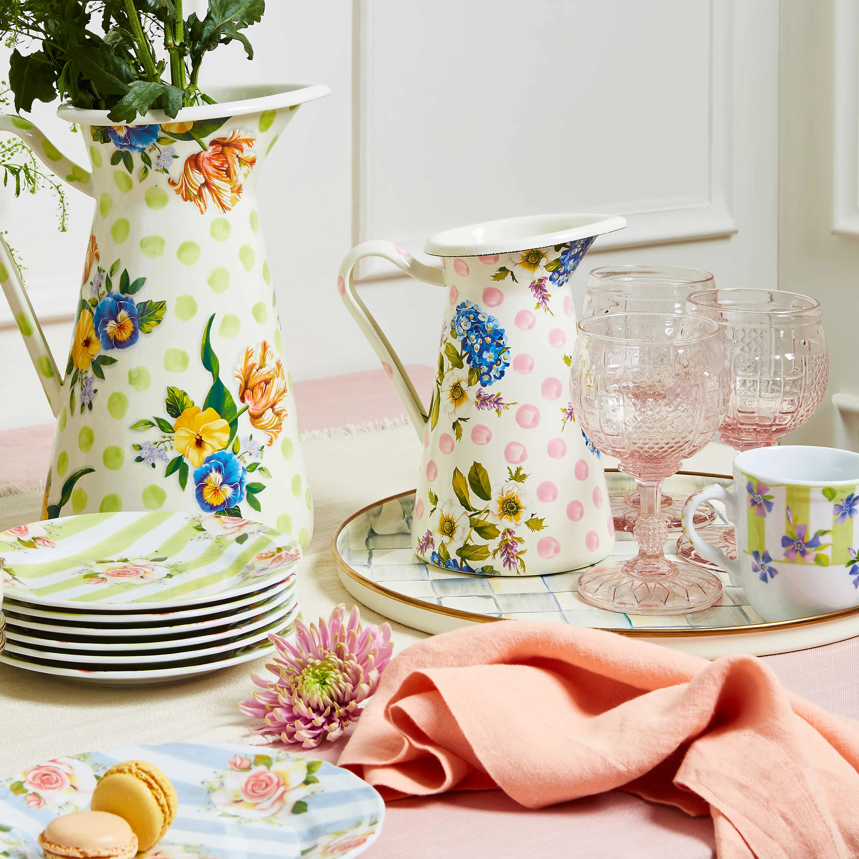 Sterling Check Enamel Round Tray