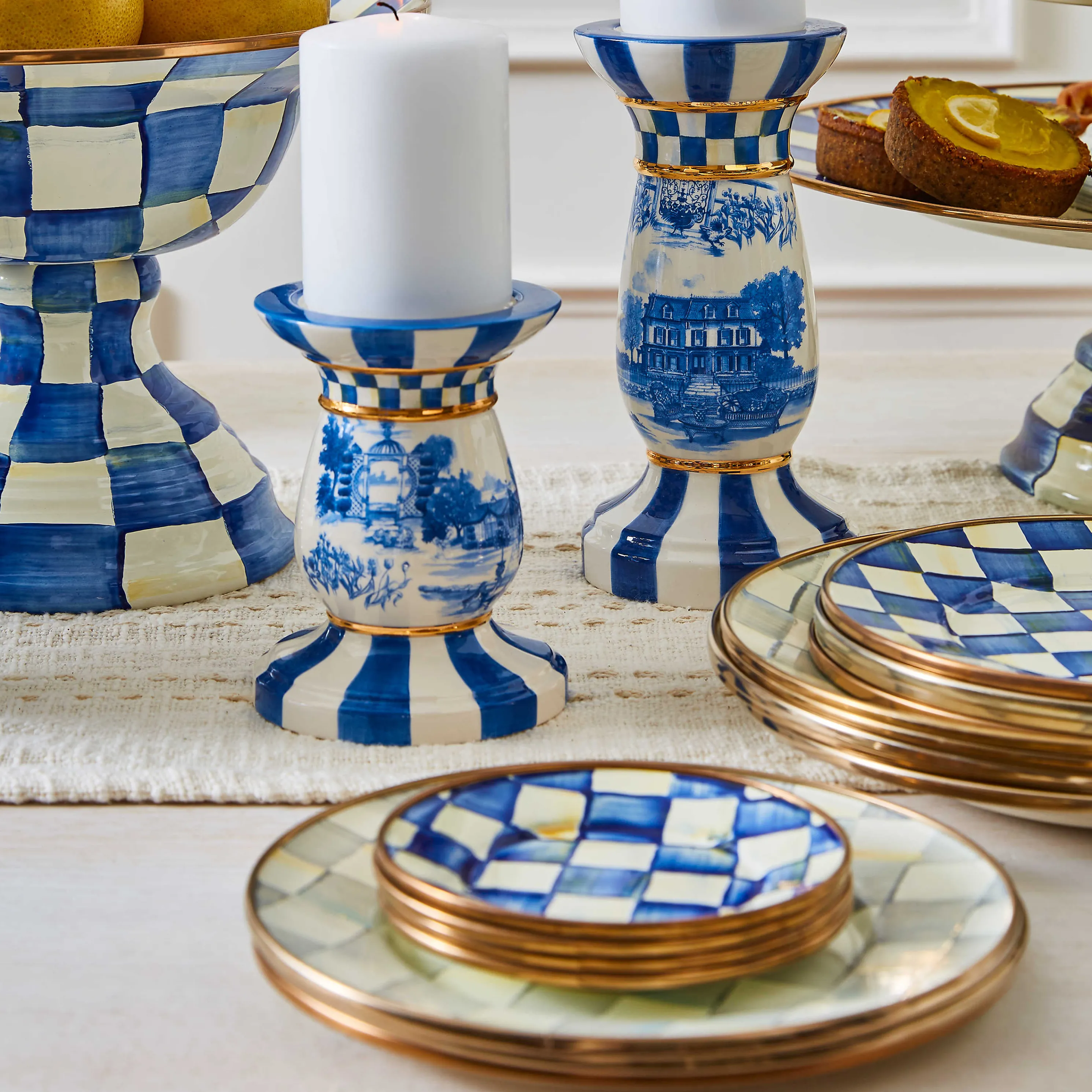 Sterling Check Enamel Salad/Dessert Plate