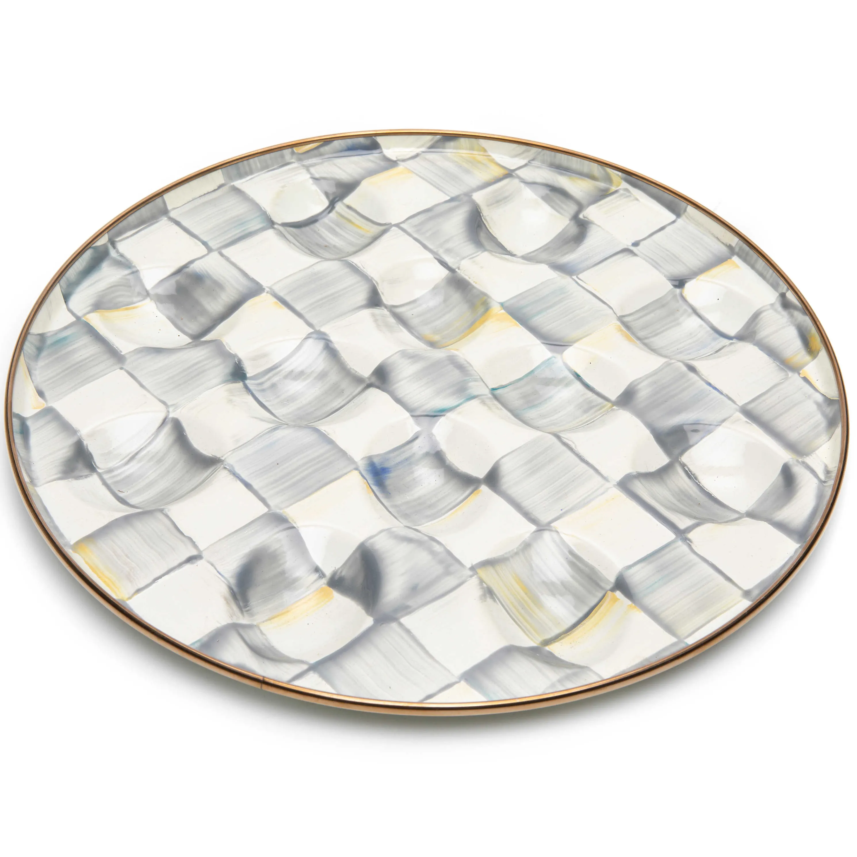 Sterling Check Enamel Egg Plate