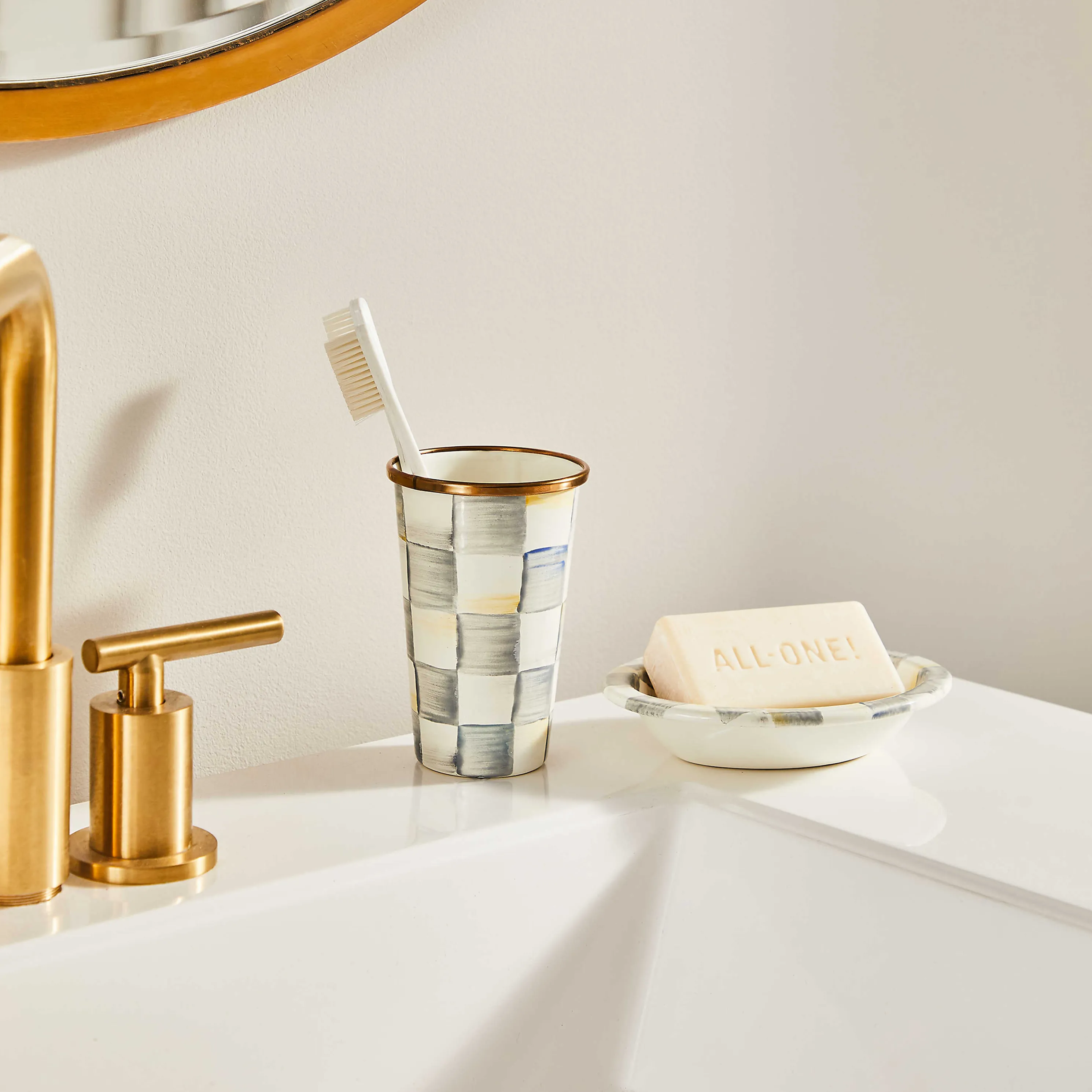 Sterling Check Enamel Soap Dish