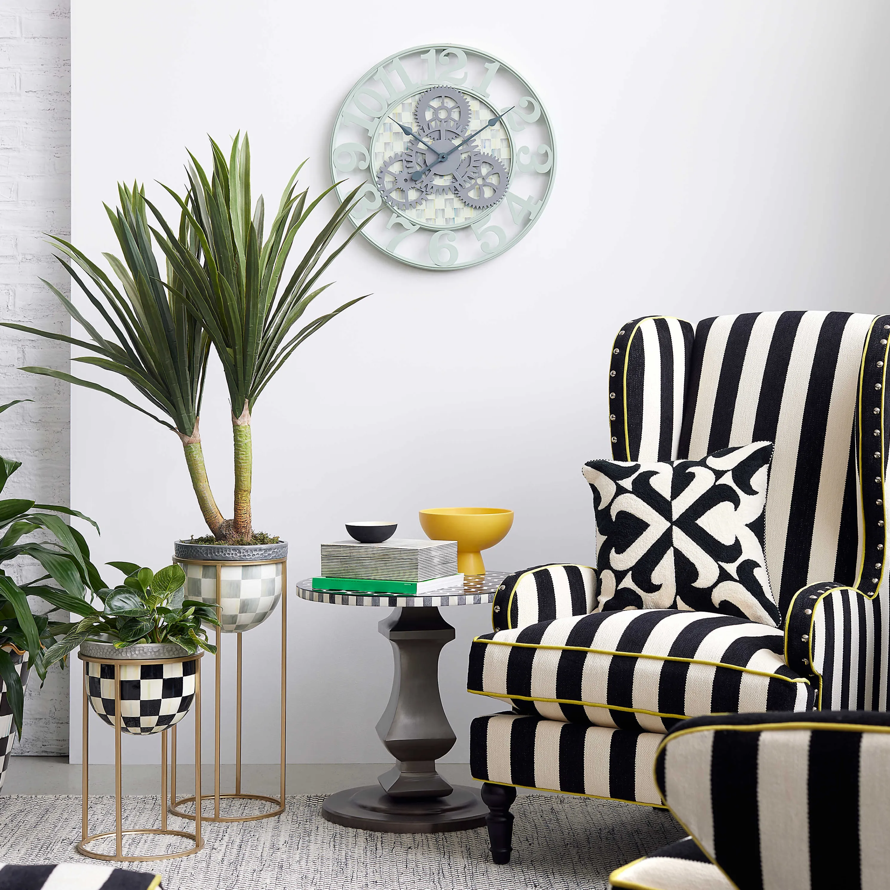 Sterling Check Farmhouse Wall Clock - Small