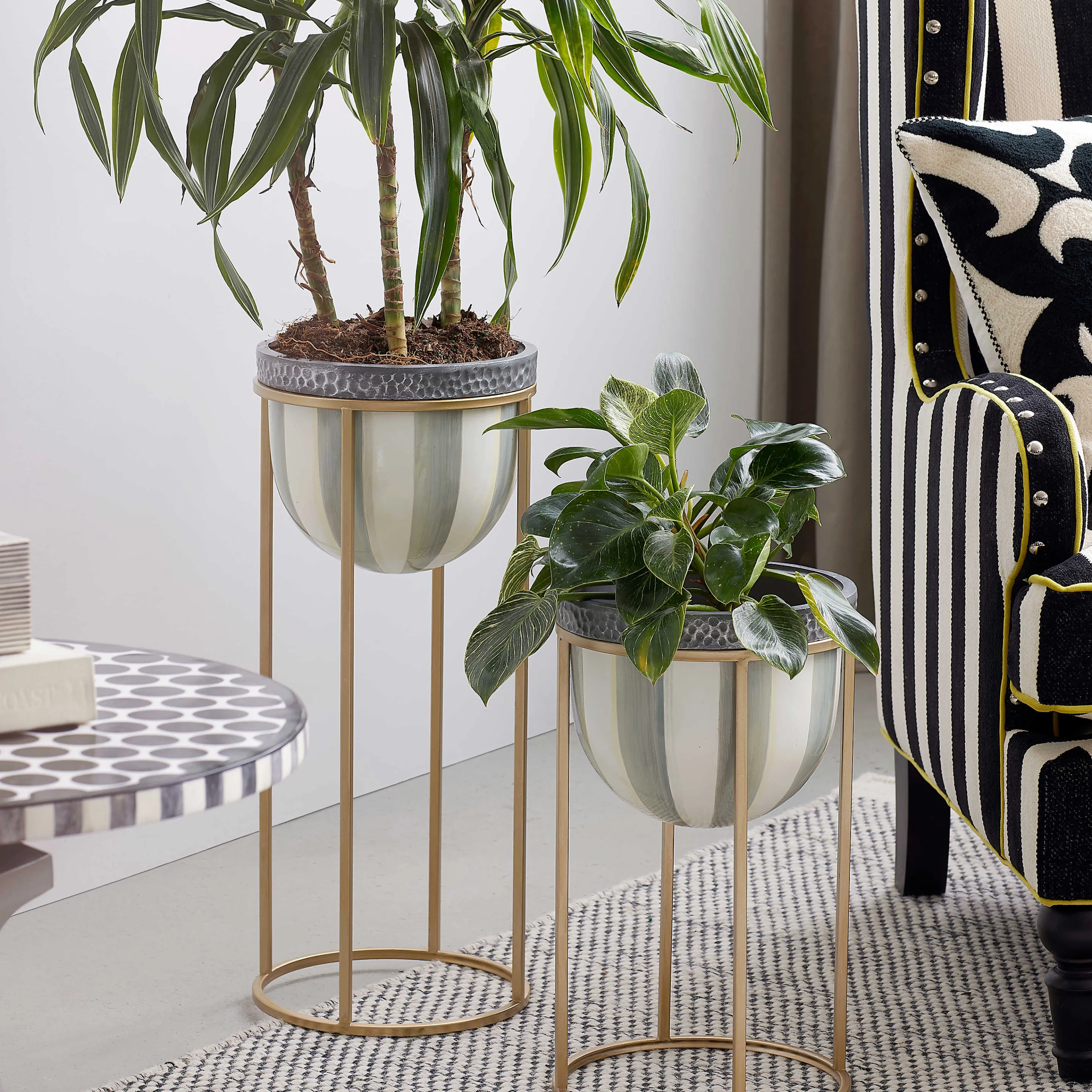 Sterling Stripe Plant Stand - Tall