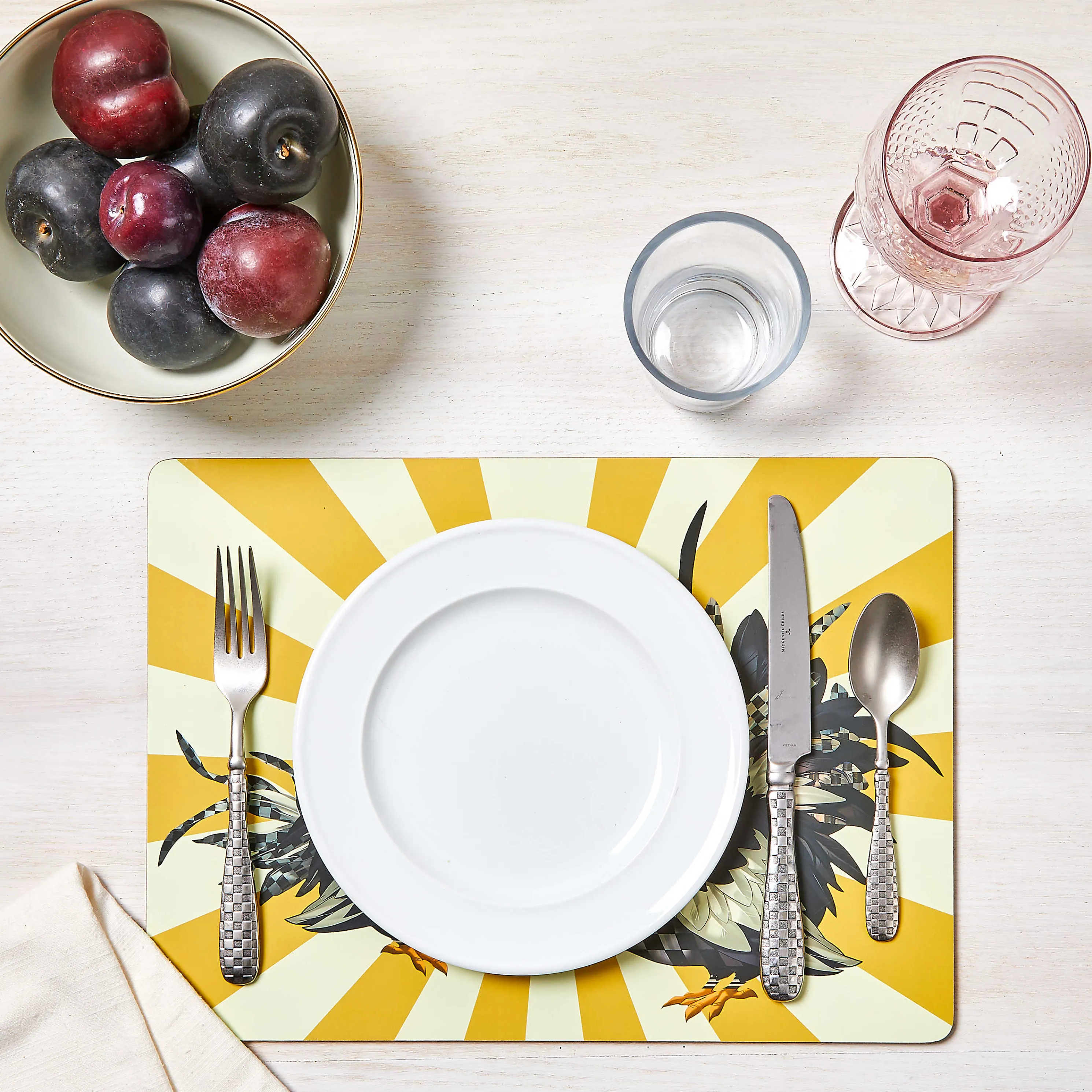 Sunrise Rooster Cork Back Placemats - Set Of 4
