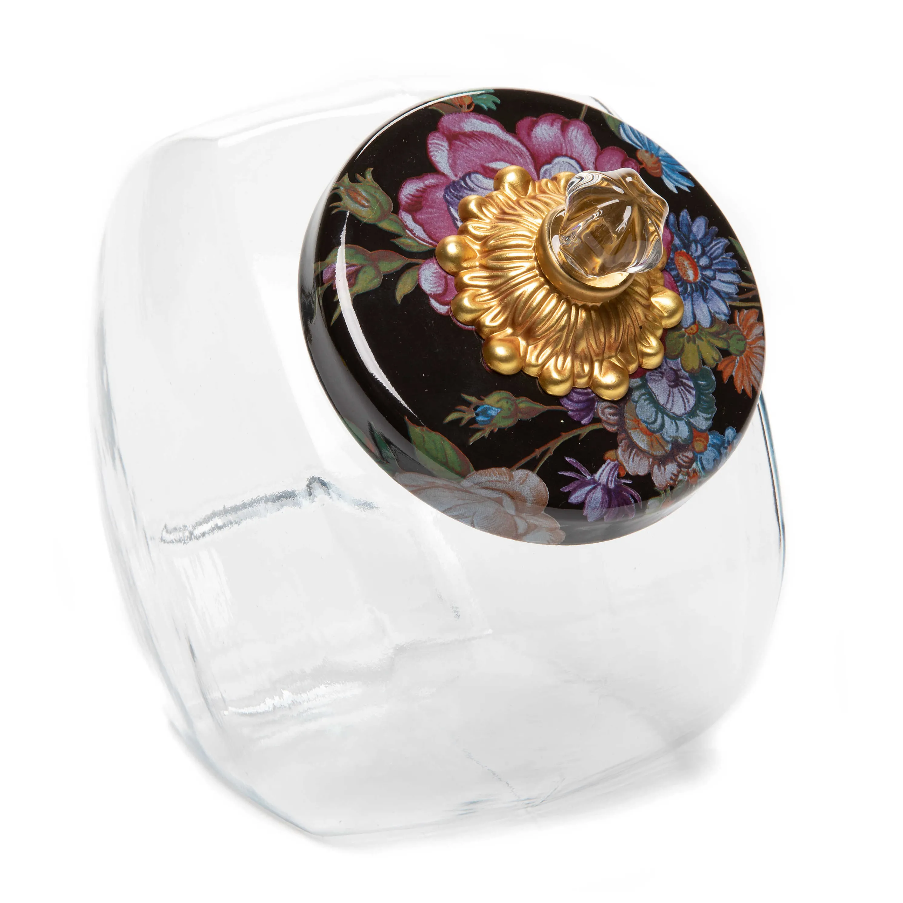 Sweets Jar With Flower Market Enamel Lid - Black