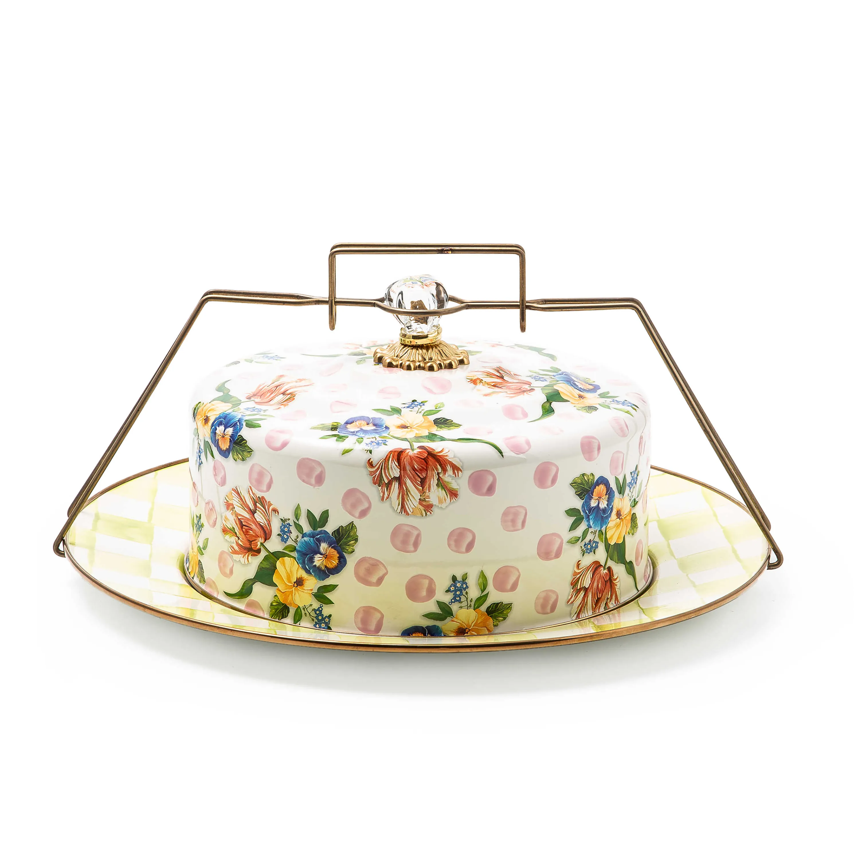 Wildflowers Enamel Cake Carrier - Pink