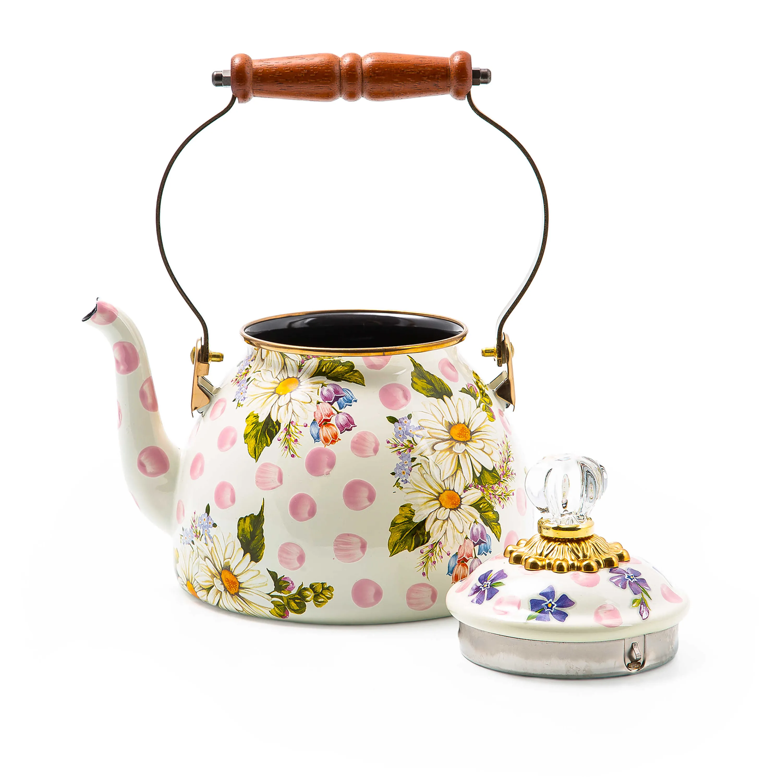 Wildflowers Enamel 2 Qt Tea Kettle - Pink