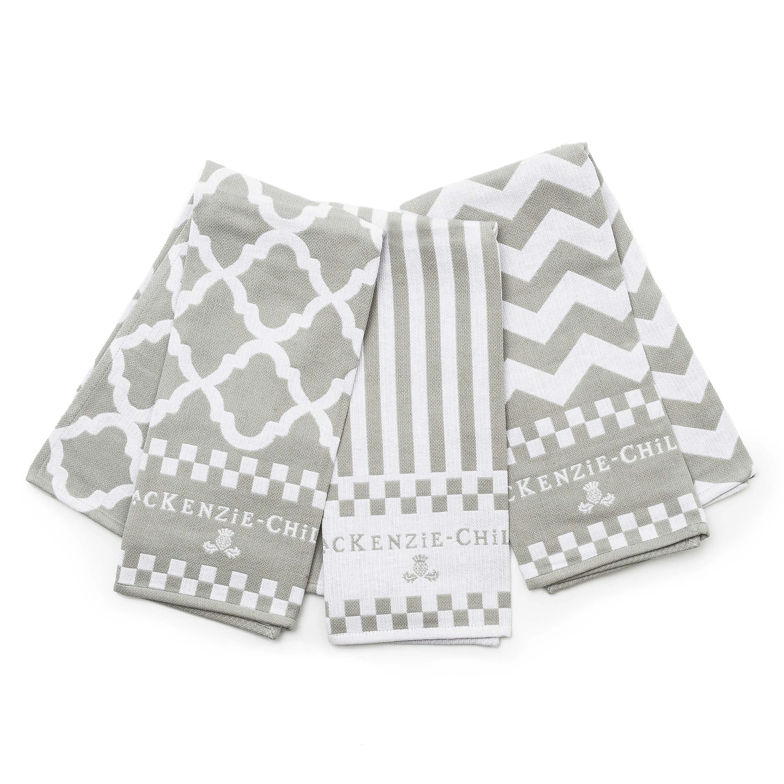 Zig Zag Dish Towels - Sterling - Set Of 3